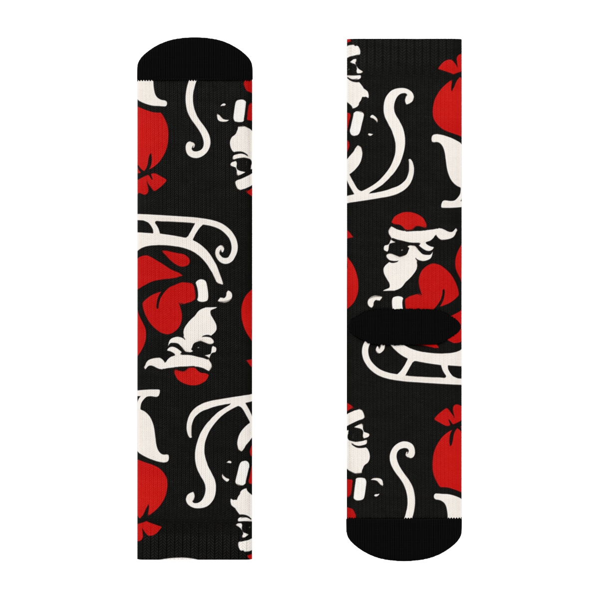 Sleigh Silhouette Santa Wrap stylish athletic crew socks