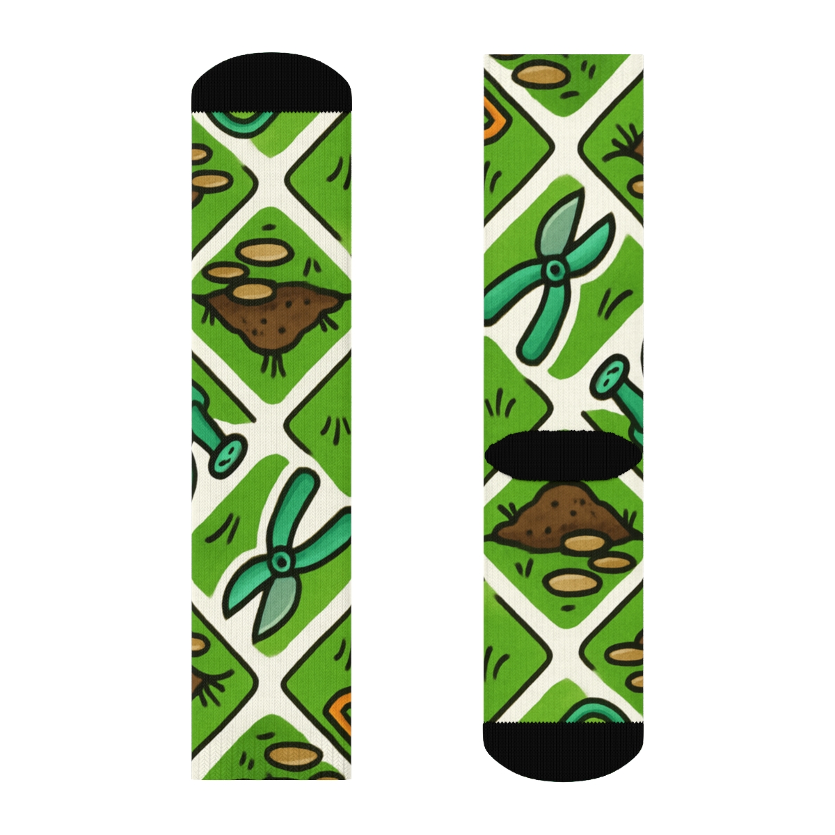 Garden Tool Patchwork With Landscaper Charm soft everyday crew socks