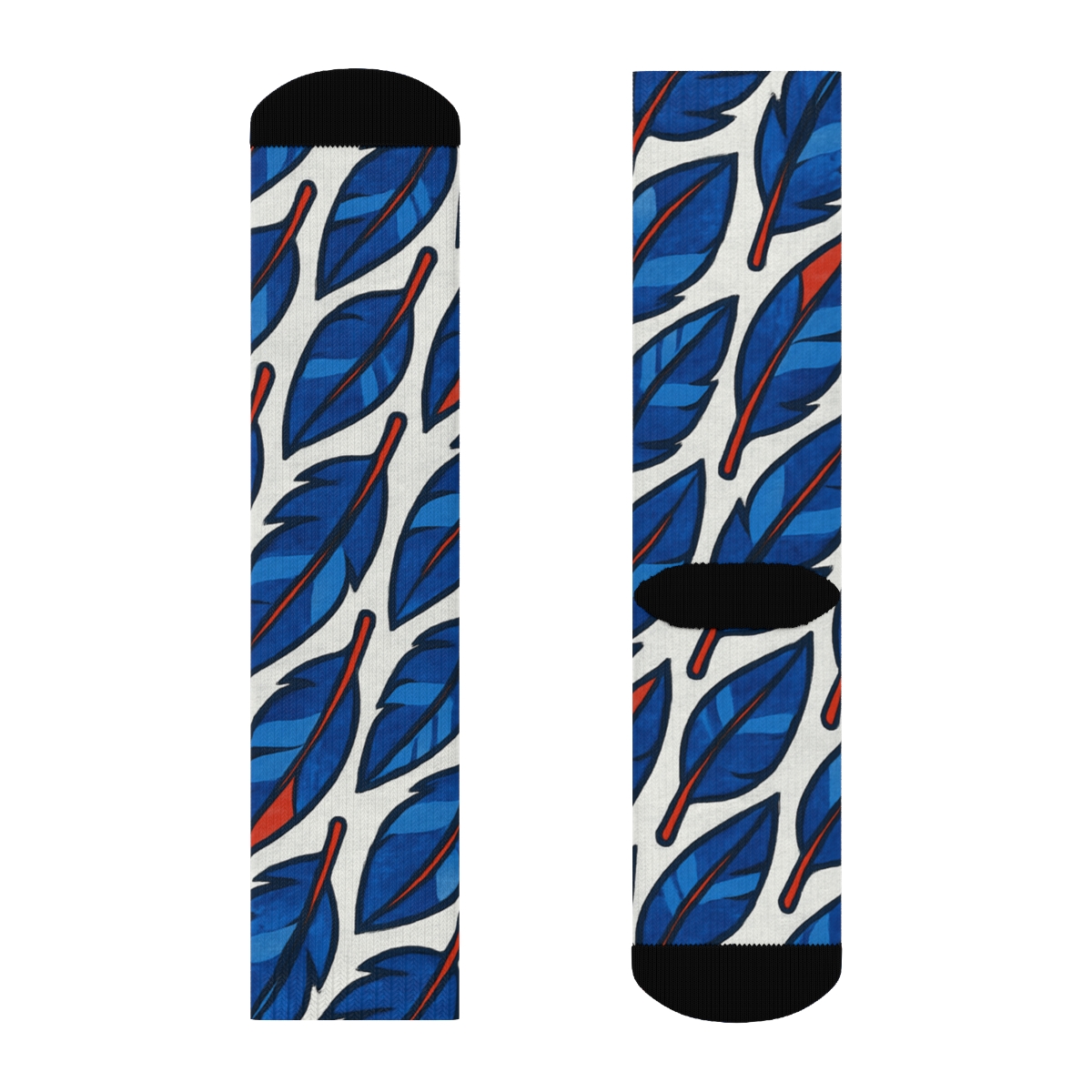 Blue Jays Feather Grid trendy patterned crew socks