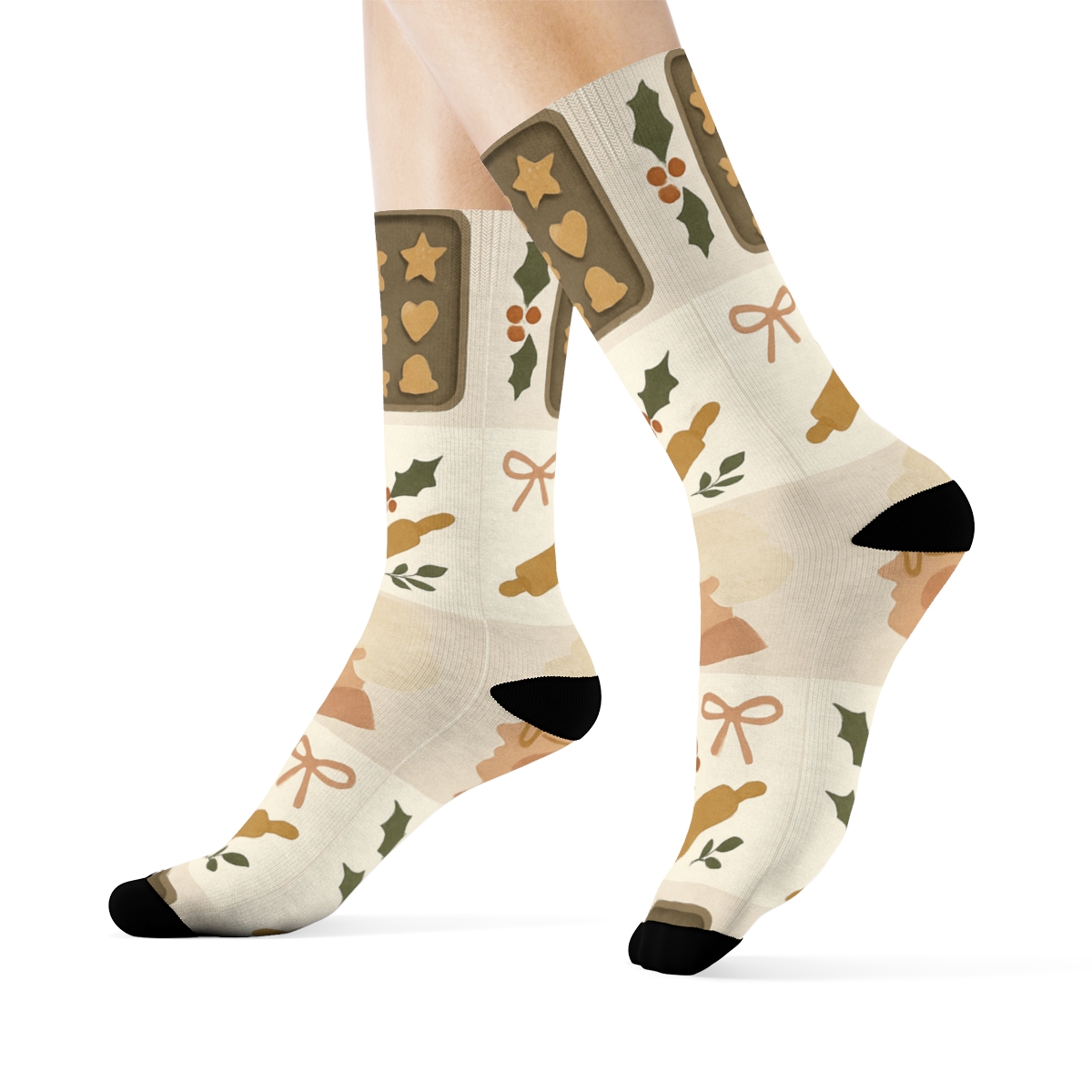 Cookie Tray Grid Featuring Mrs Claus designer printed crew socks