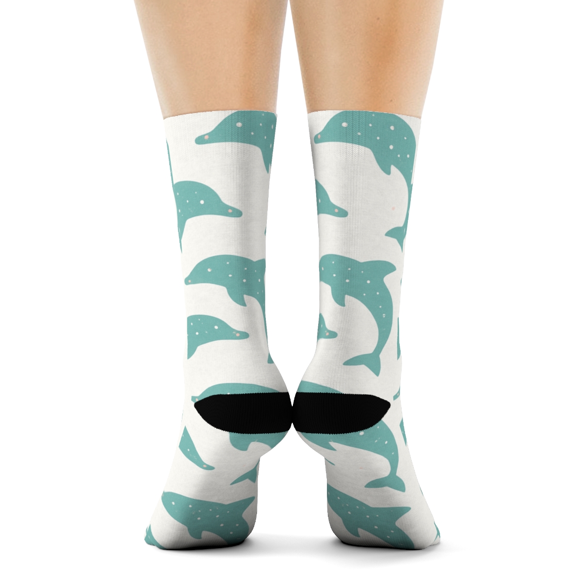 Minimalist Grid With Dolphin Silhouettes unique graphic crew socks