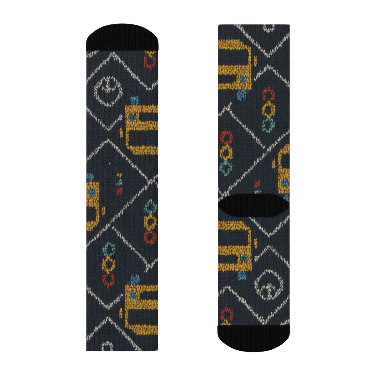Bus Driver Knit Illusion Road Sign Lattice stylish athletic crew socks