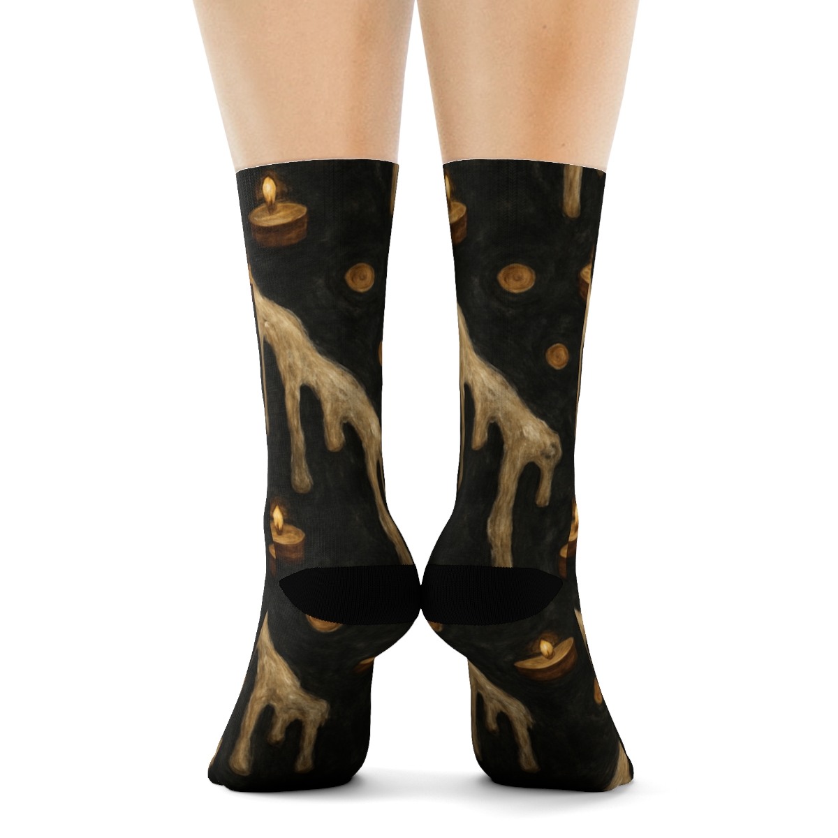 Wax Drip Array With Candle Motifs trendy patterned crew socks