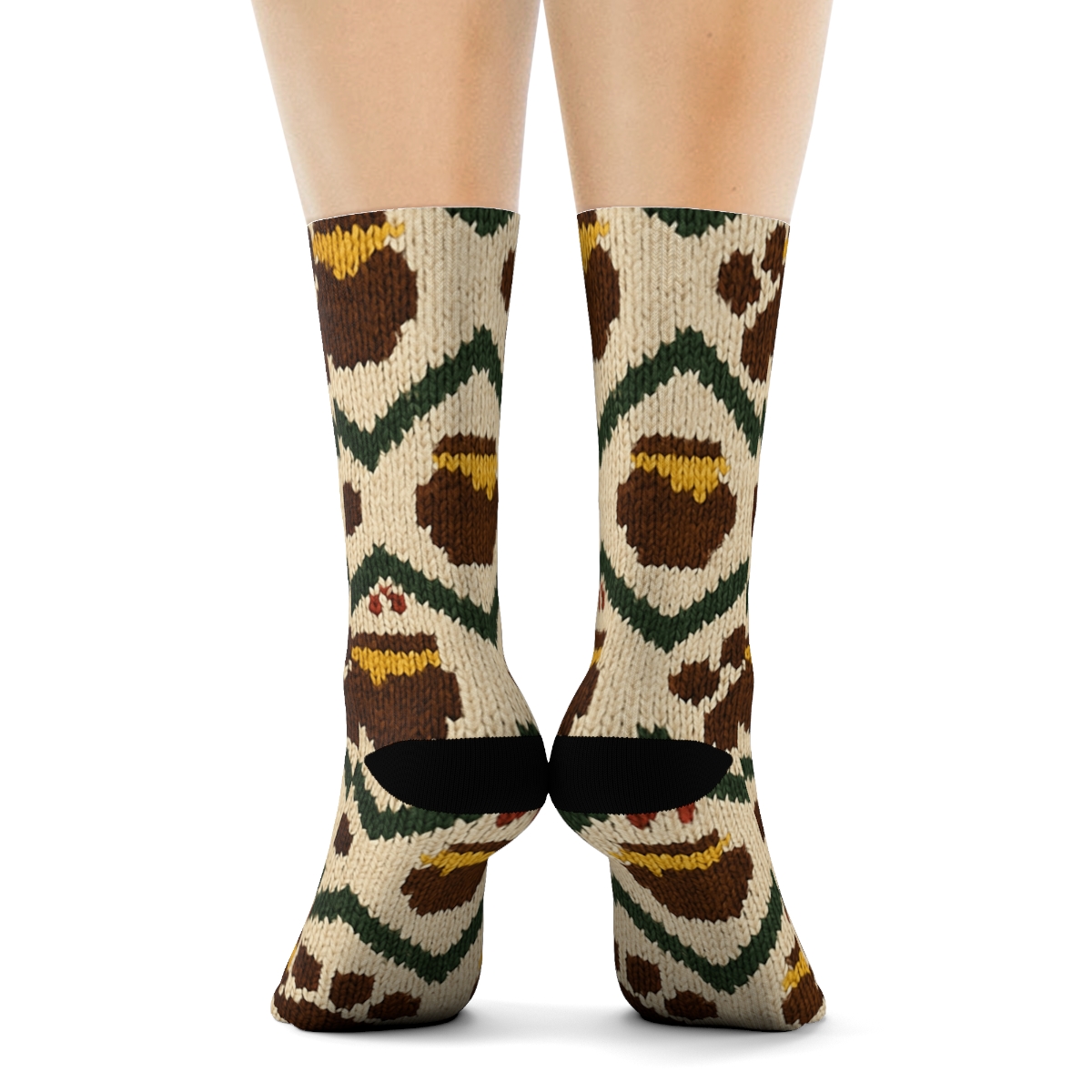 Bear Paw Chevron Knit Illusion premium sports crew socks