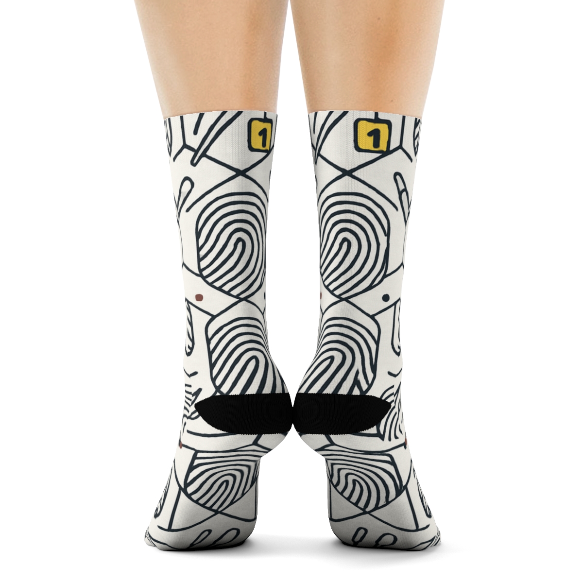 Fingerprint Lattice With Crime Scene Investigator Details designer printed crew socks