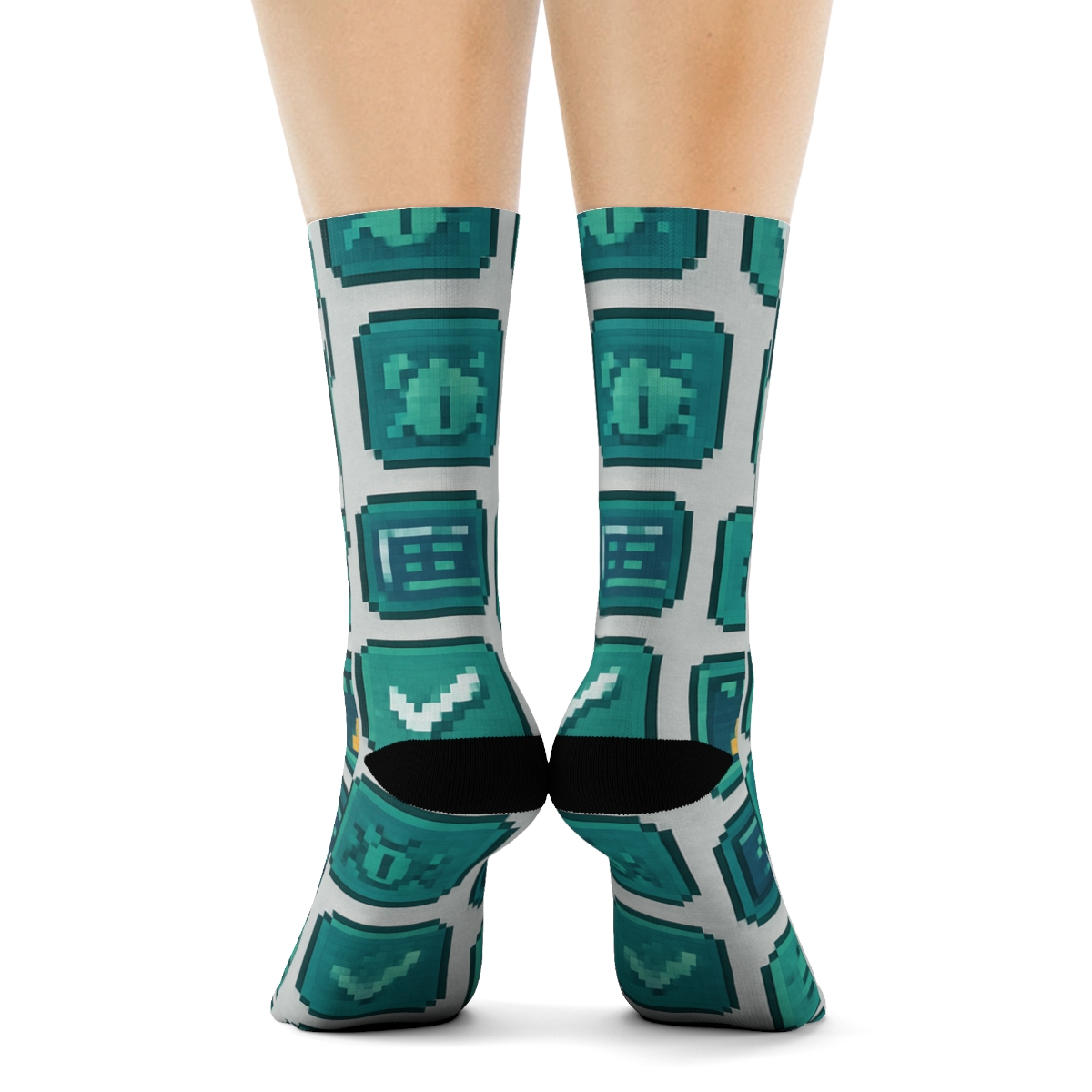 Pixel Art Debugging Scene For Software Developer unique graphic crew socks