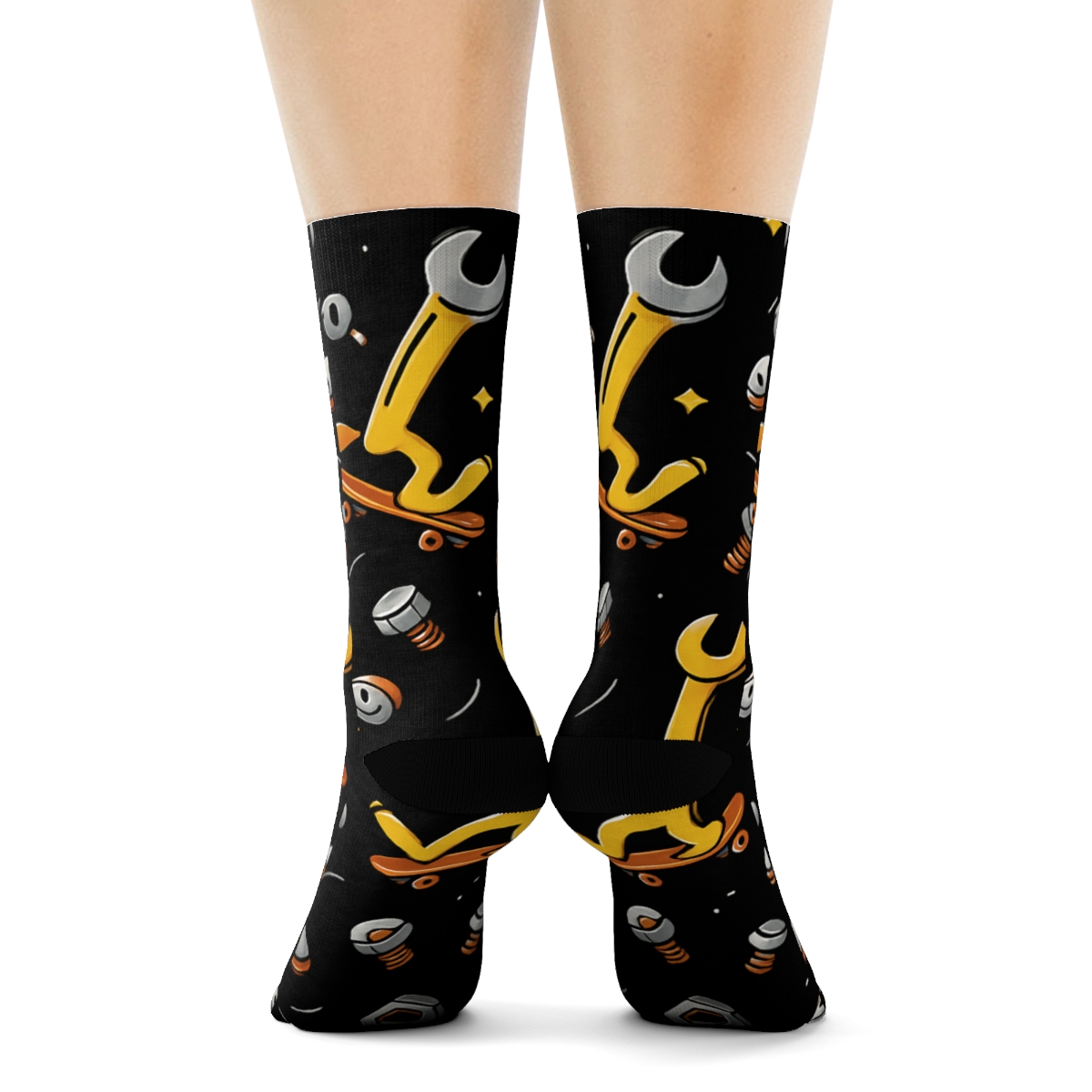 Orbiting Gear Parade With Mechanic Energy unique graphic crew socks