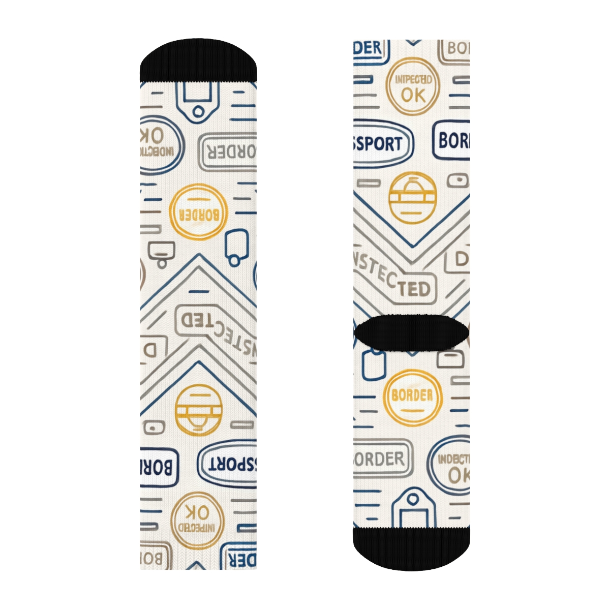 Passport Stamp Chevron With Customs Officer Detail premium sports crew socks