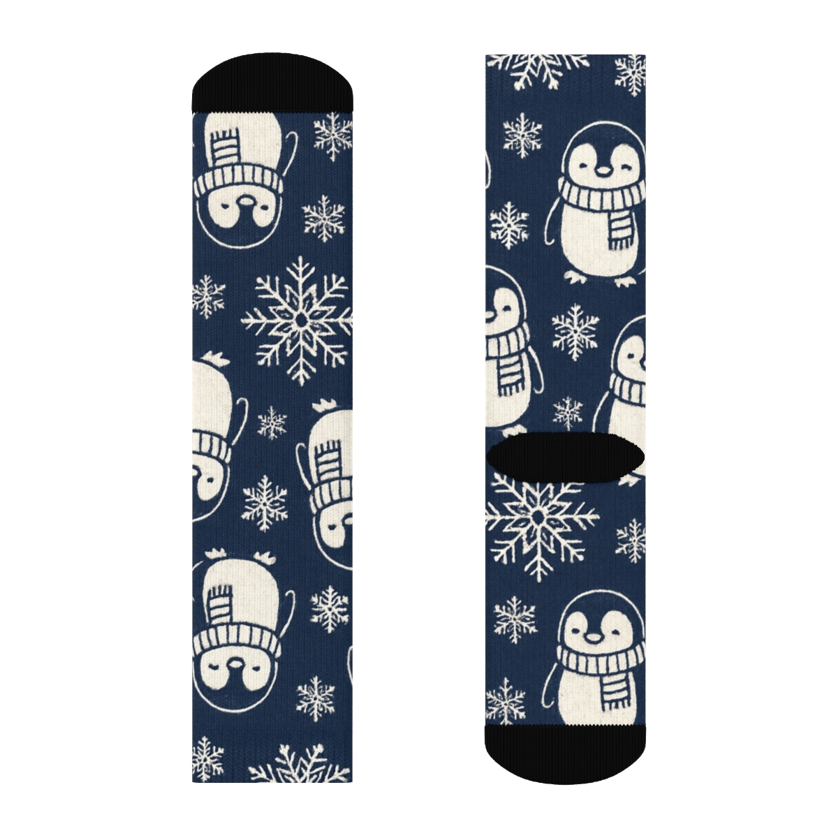 White Penguin Snowflake Scatter unique graphic crew socks