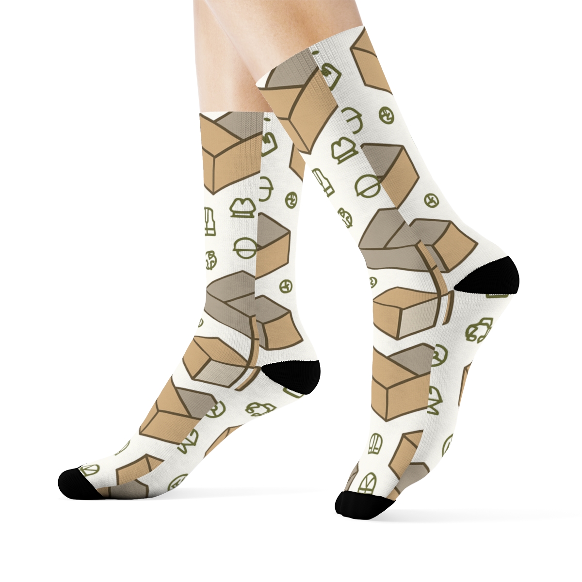 Cardboard Chevron With Recycling Plant Worker Icons stylish athletic crew socks