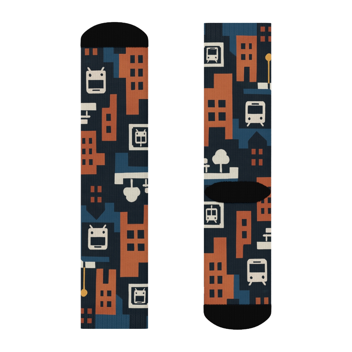 Urban-planner Building Block Tessellation On City Blue premium sports crew socks