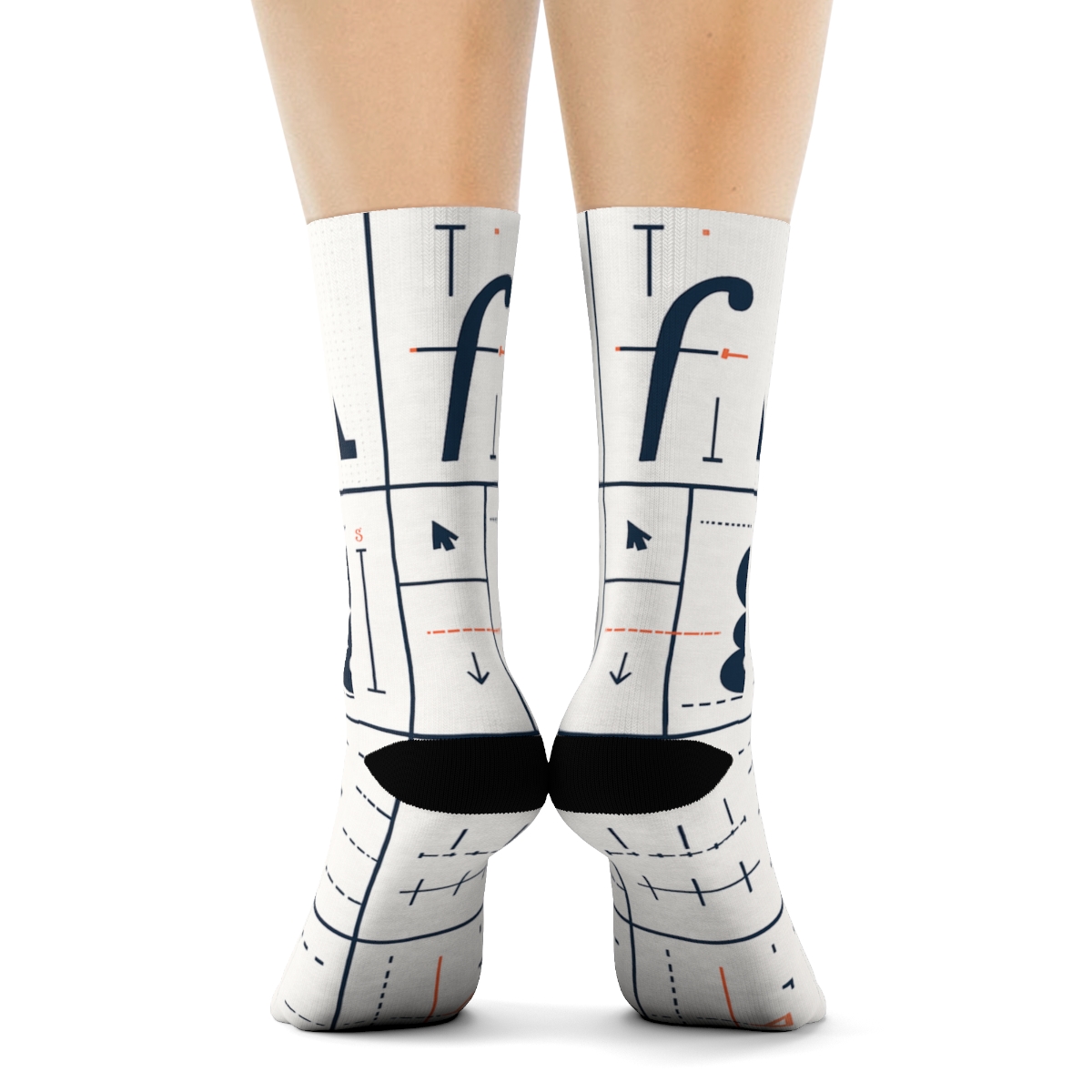 Type Specimen Tiles With Graphic Designer Rhythm trendy patterned crew socks