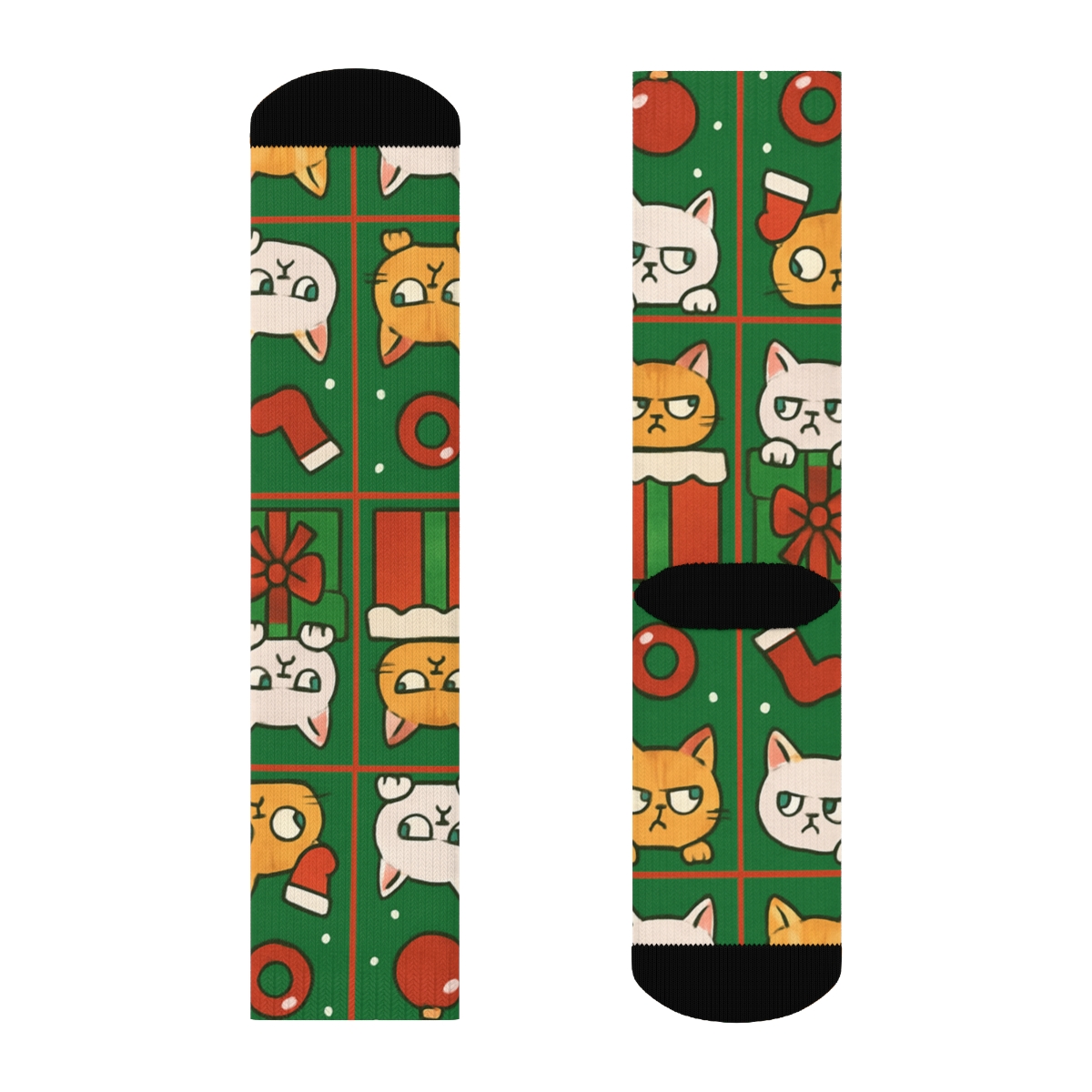 Merry Mischief Cat Mosaic personalized crew socks