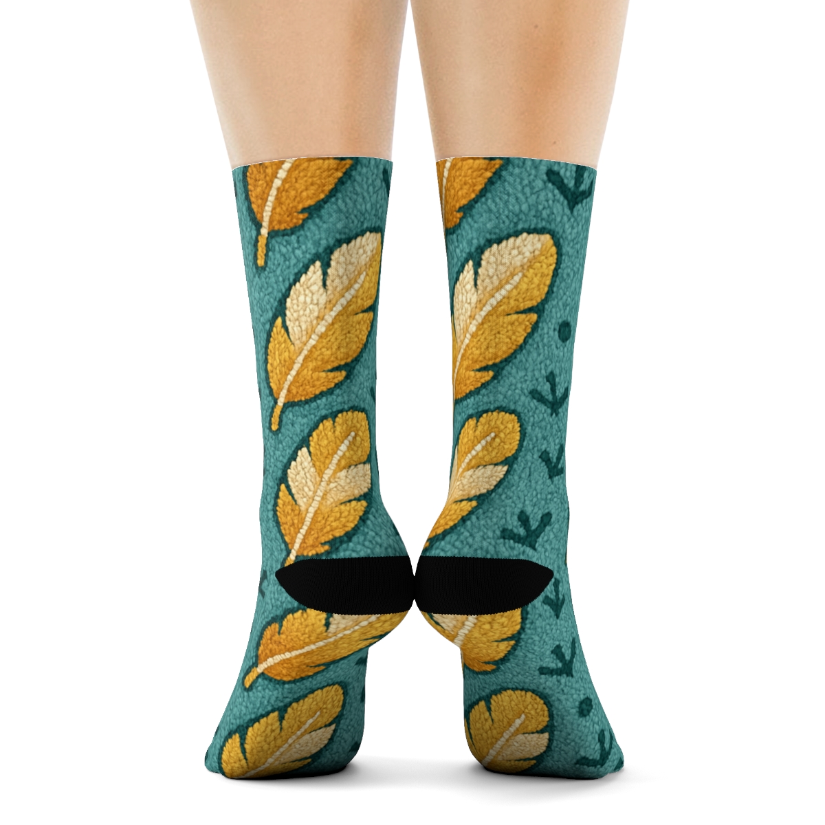 Knit Illusion Duck Feather Cable Lattice stylish athletic crew socks