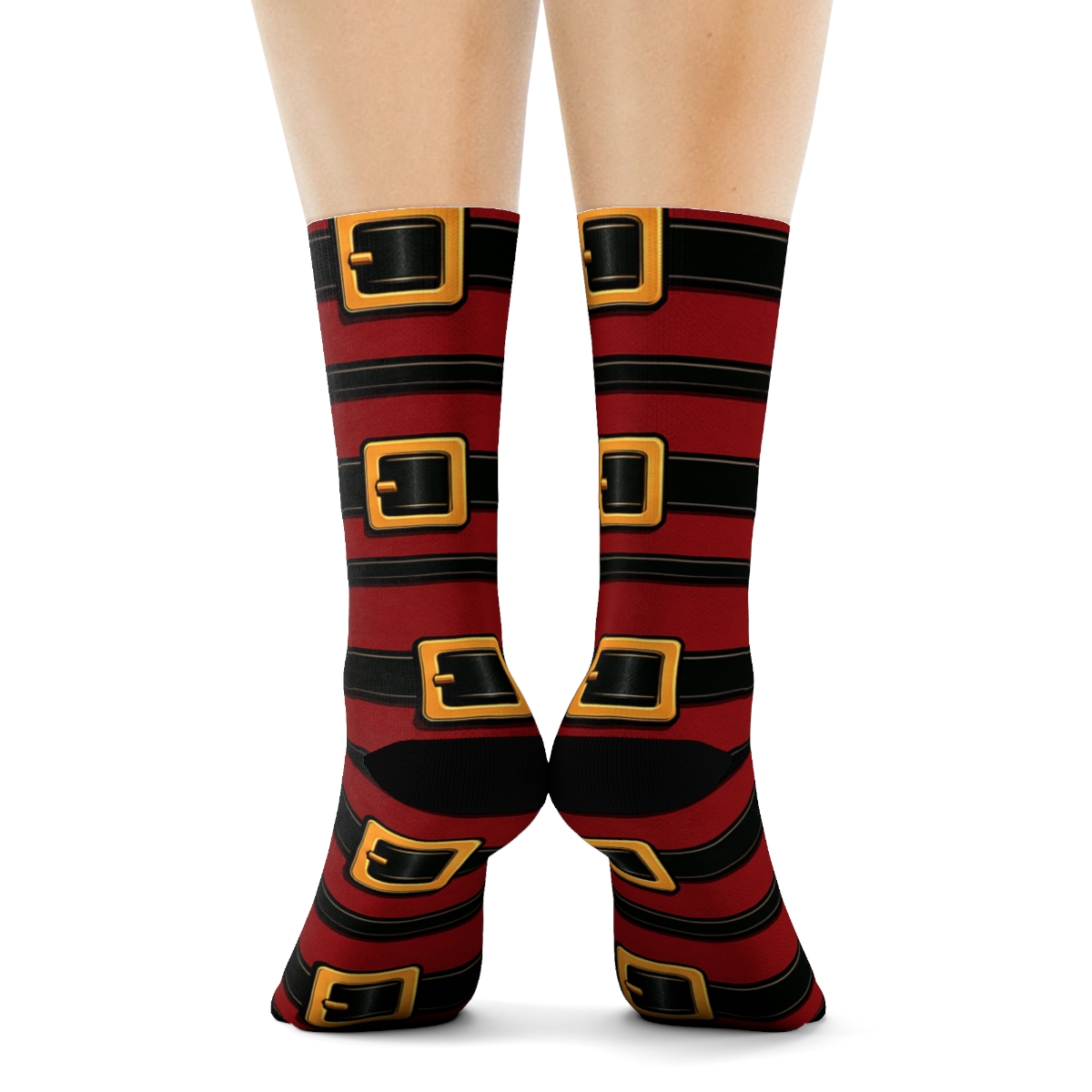Belt Buckle Borders In Santa Style premium sports crew socksBelt Buckle Borders in Santa Style Crew Socks - Image 4