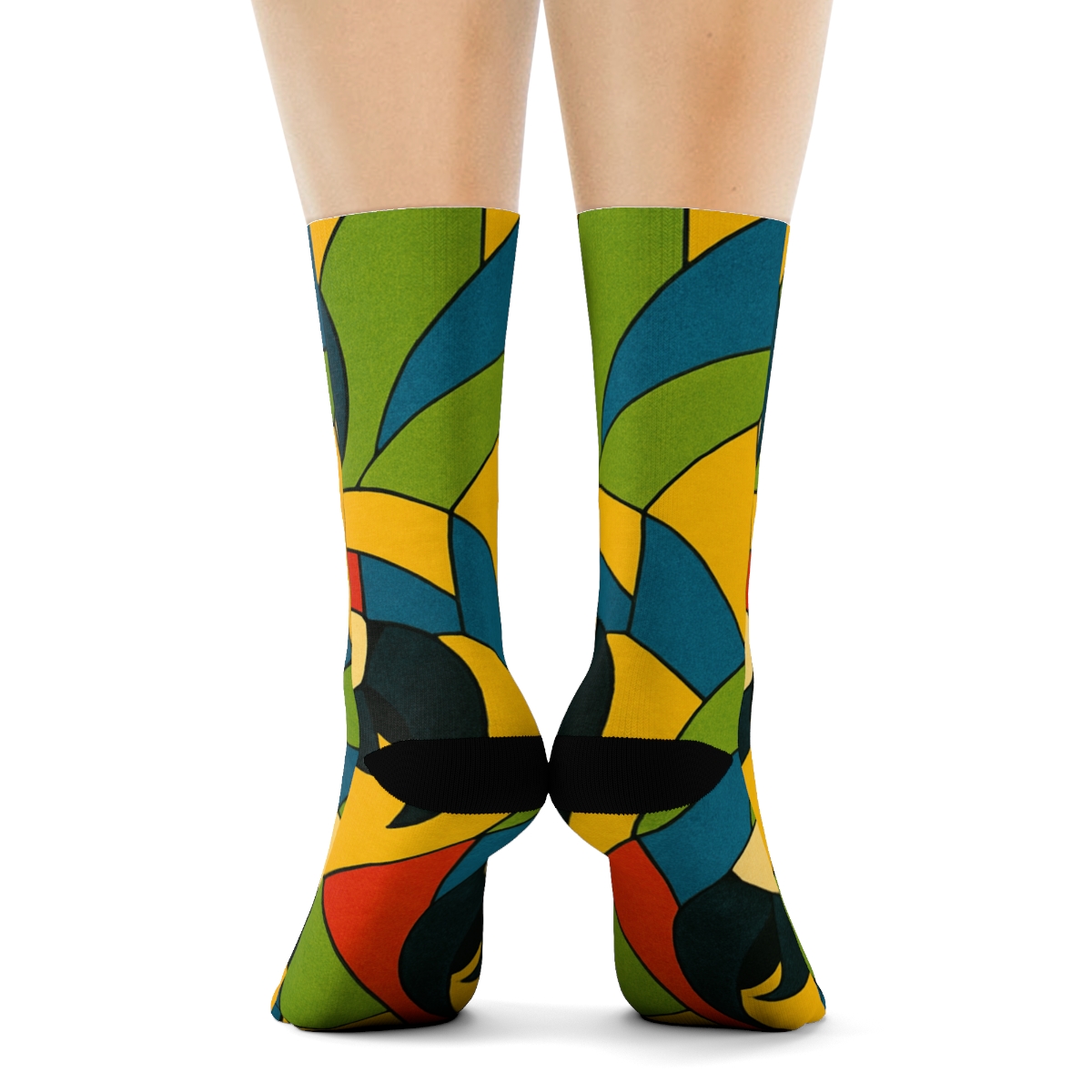 Macaw Beak Mosaic On Sunlit Yellow soft everyday crew socks