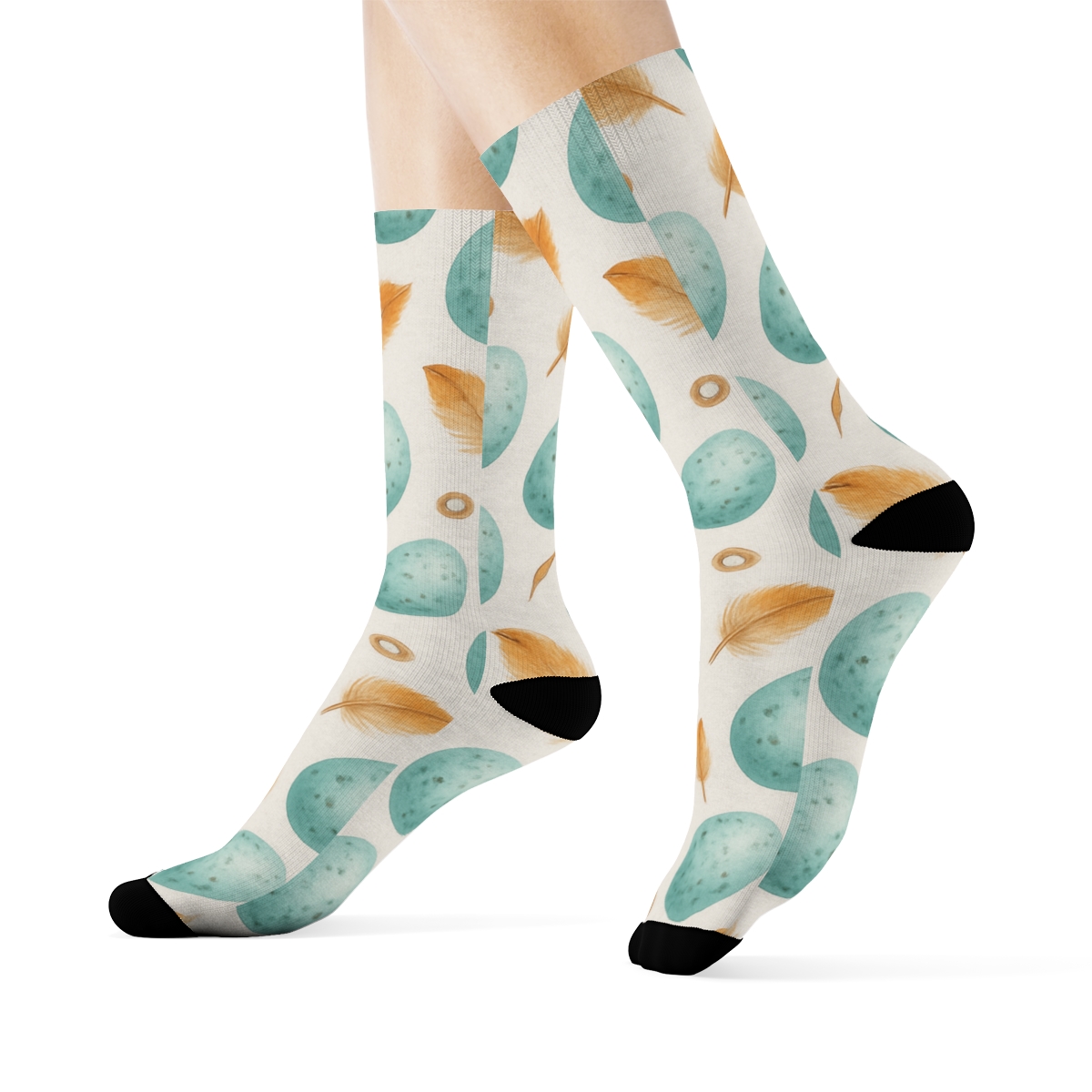 Robin Egg Scatter Rhythm On Light Gray Background stylish athletic crew socks