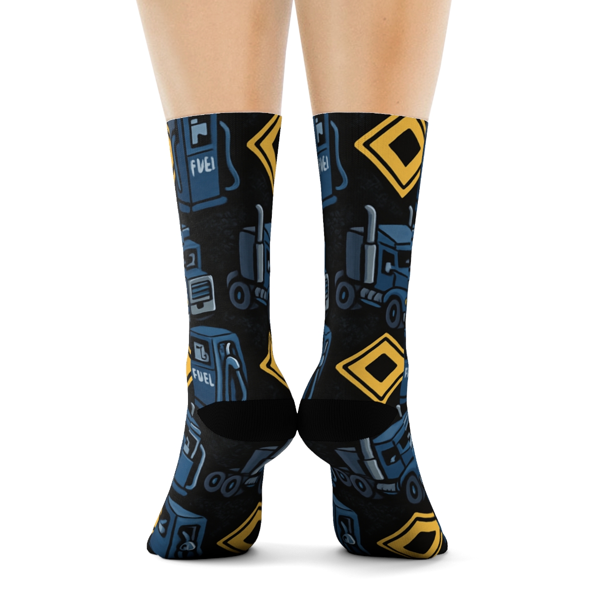 Highway Night Grid For Truck Driver Tribute comfortable cotton crew socks
