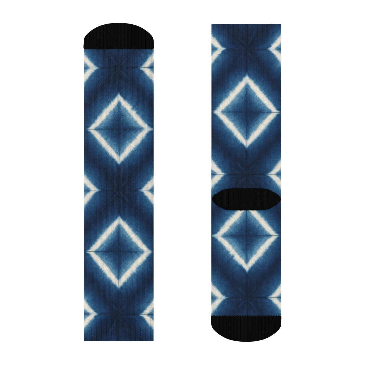 Shibori Diamond Array On Indigo Field soft everyday crew socks