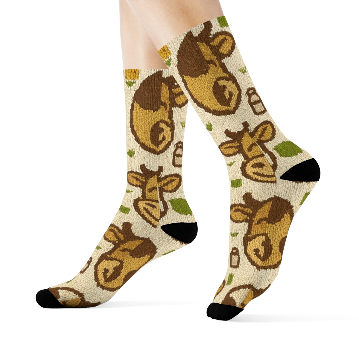 Knitwork Pasture Cow Tiles stylish athletic crew socks