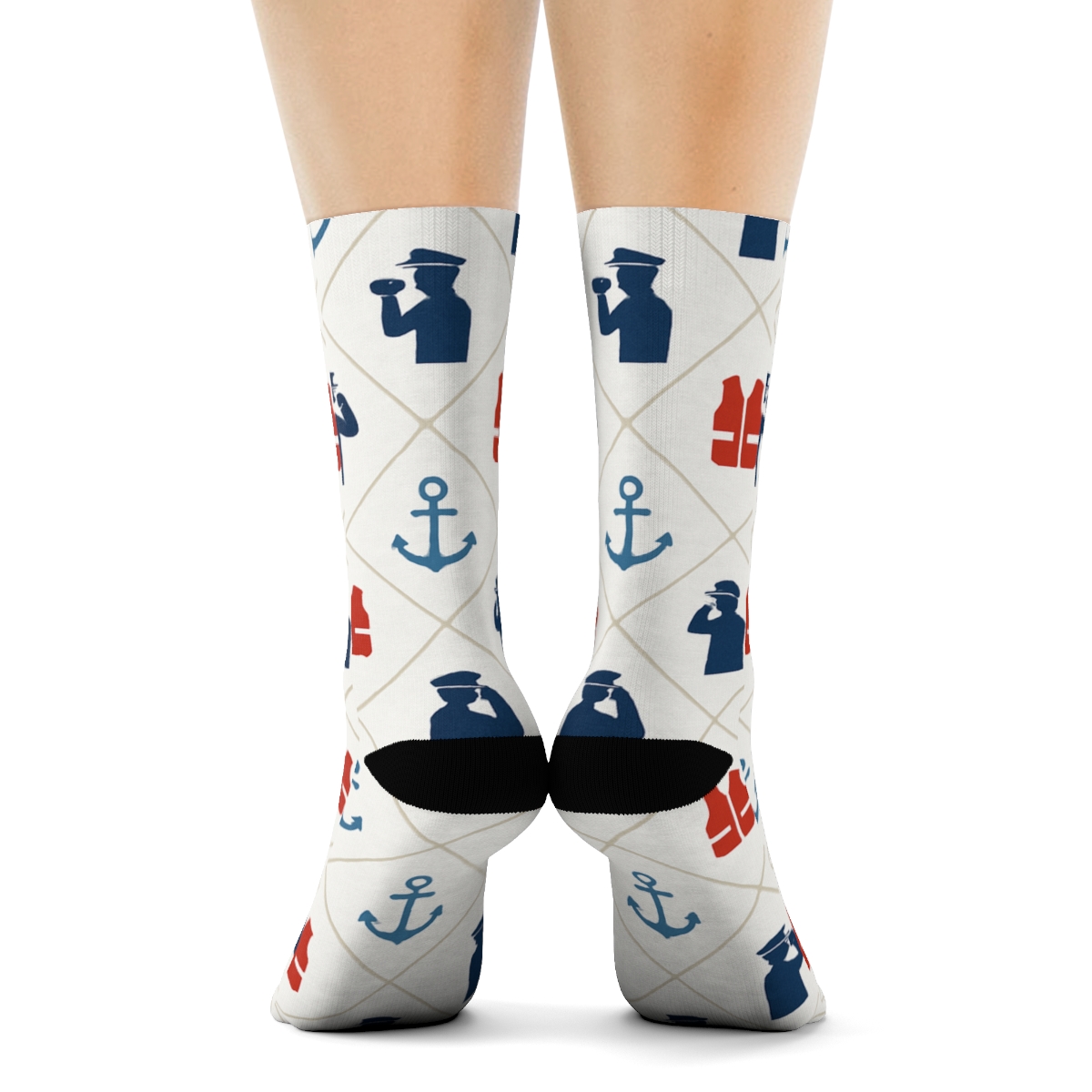 Rescue Lattice With Coast Guard Officer Icons stylish athletic crew socks