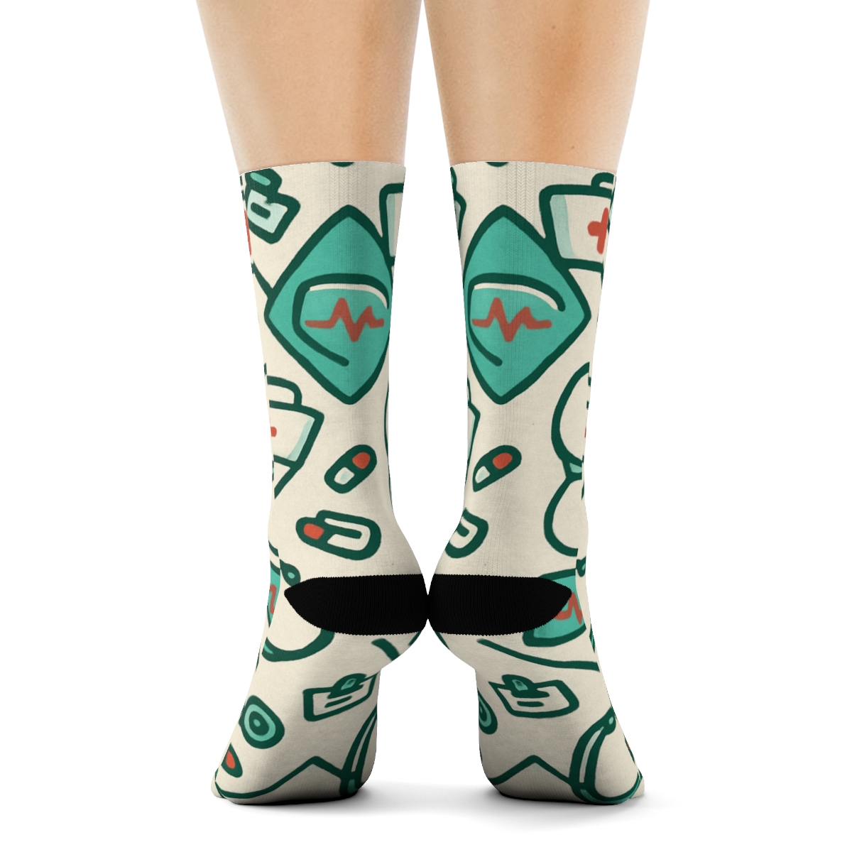 Scrub Green Lattice, Nurse Edition unique graphic crew socks