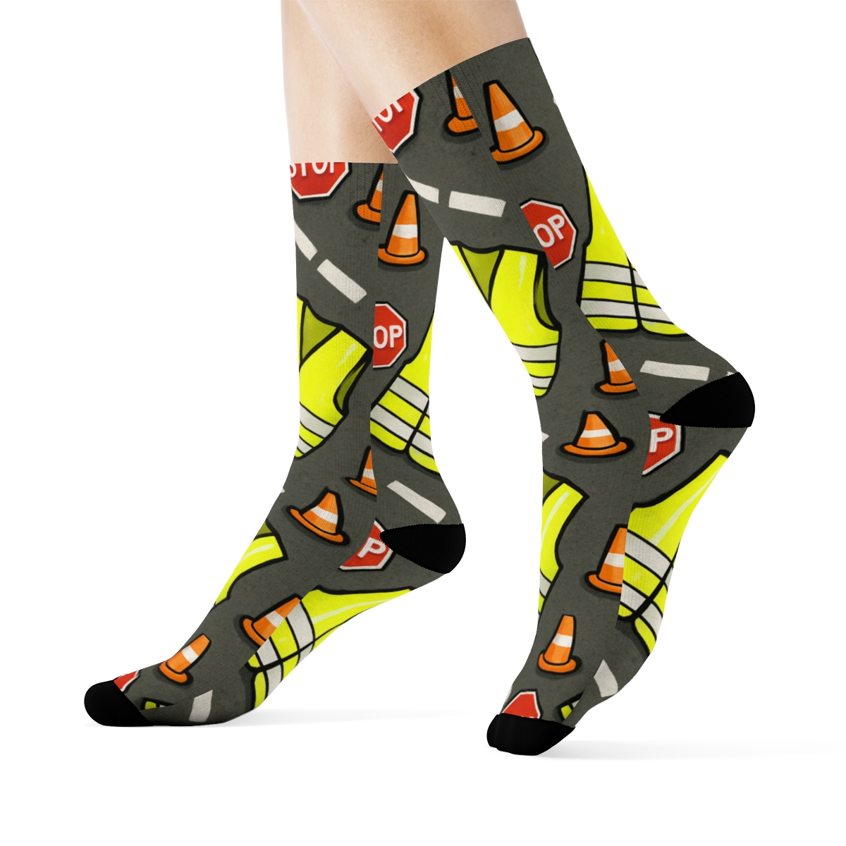Safety Stripe Parade In Crossing Guard Style unique graphic crew socks