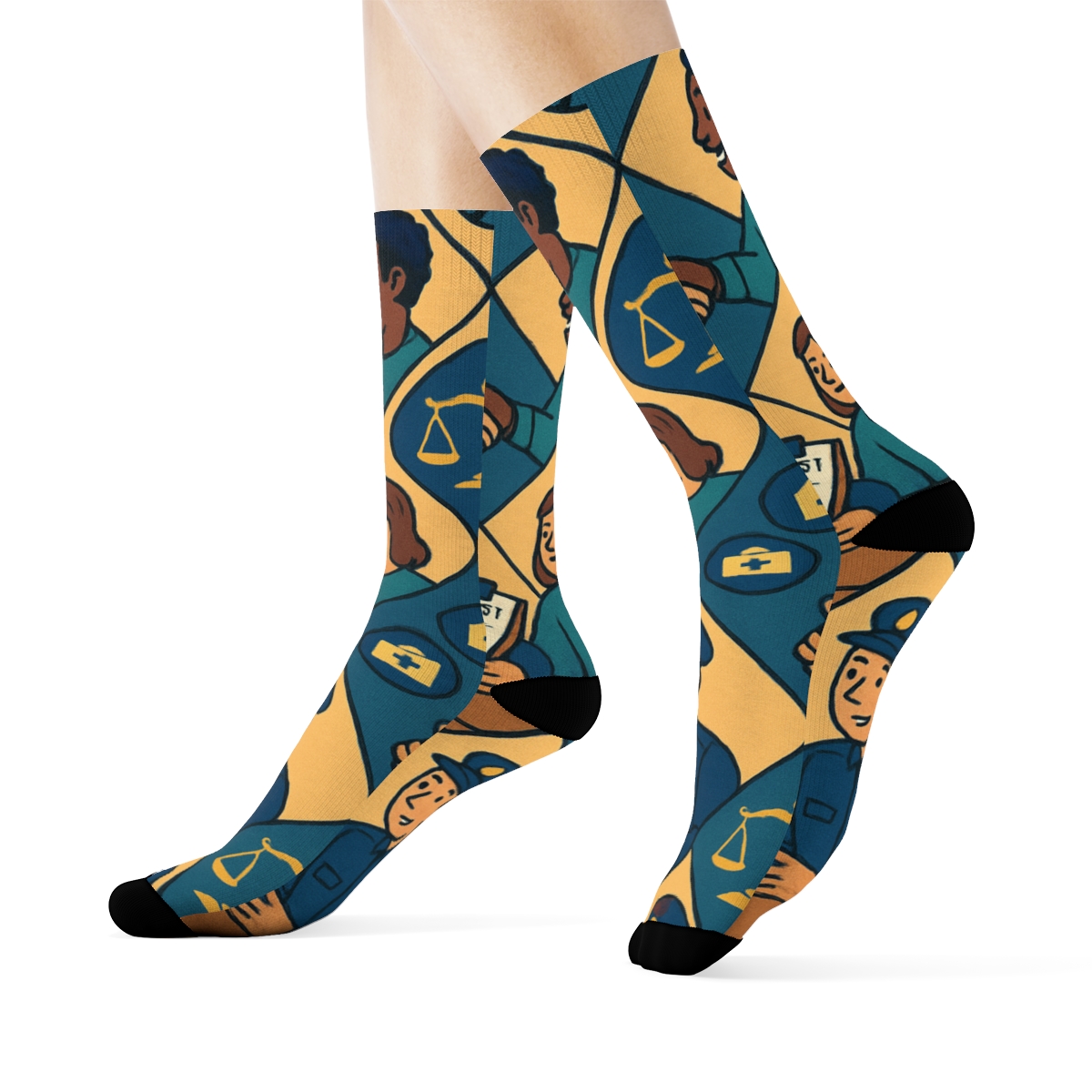 Community Support Lattice Pattern Probation Officer Edition designer printed crew socks