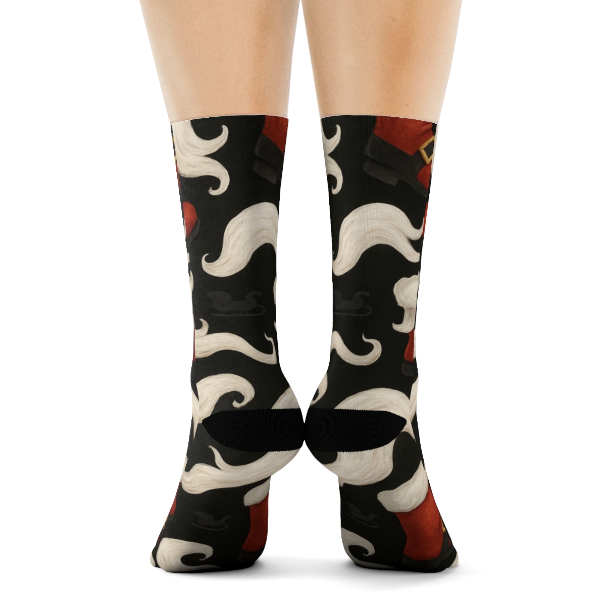 Boot And Beard Rhythm With Sleigh Santa Motif personalized crew socks