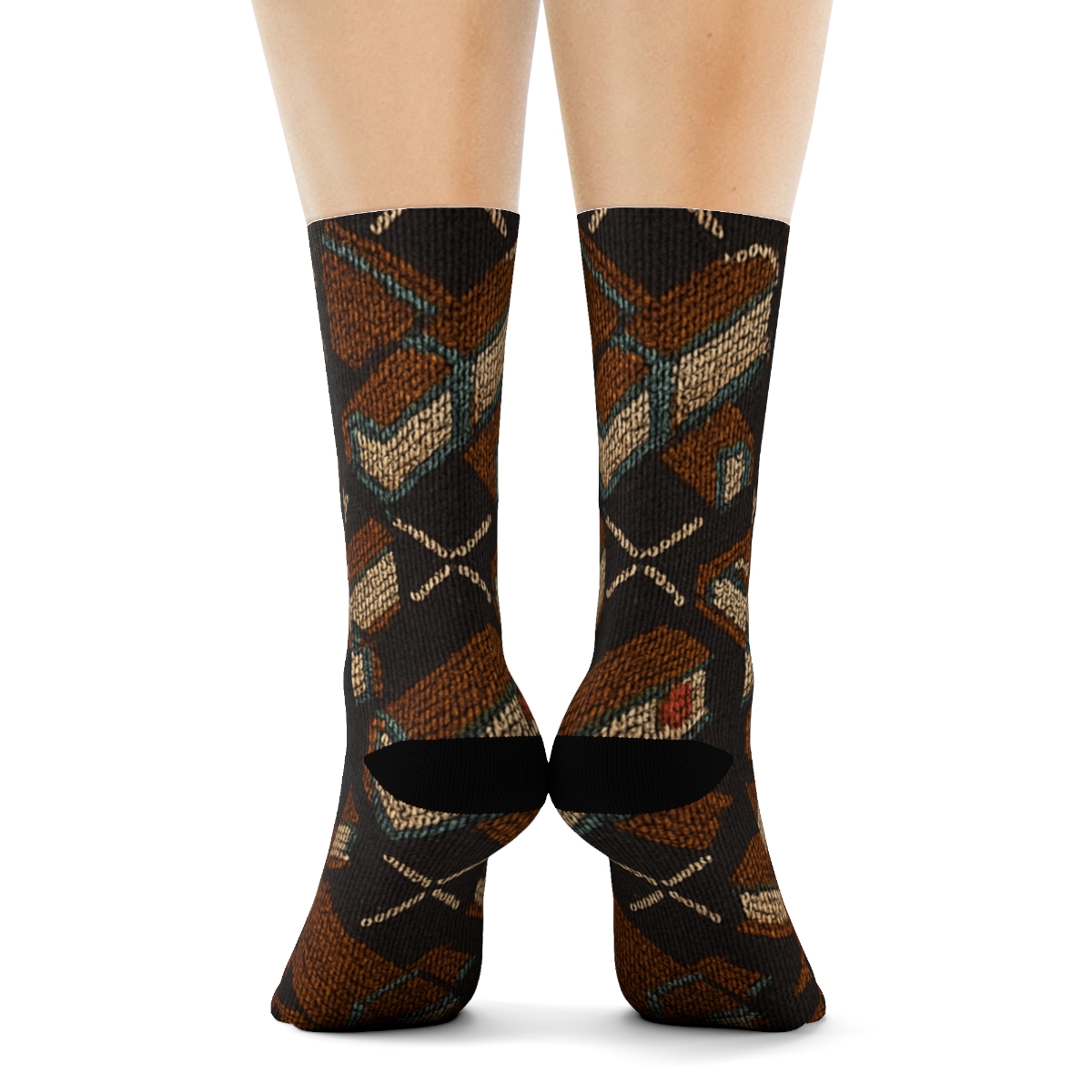 Librarian Knitted Pattern Illusion Book Spine Lattice comfortable cotton crew socks