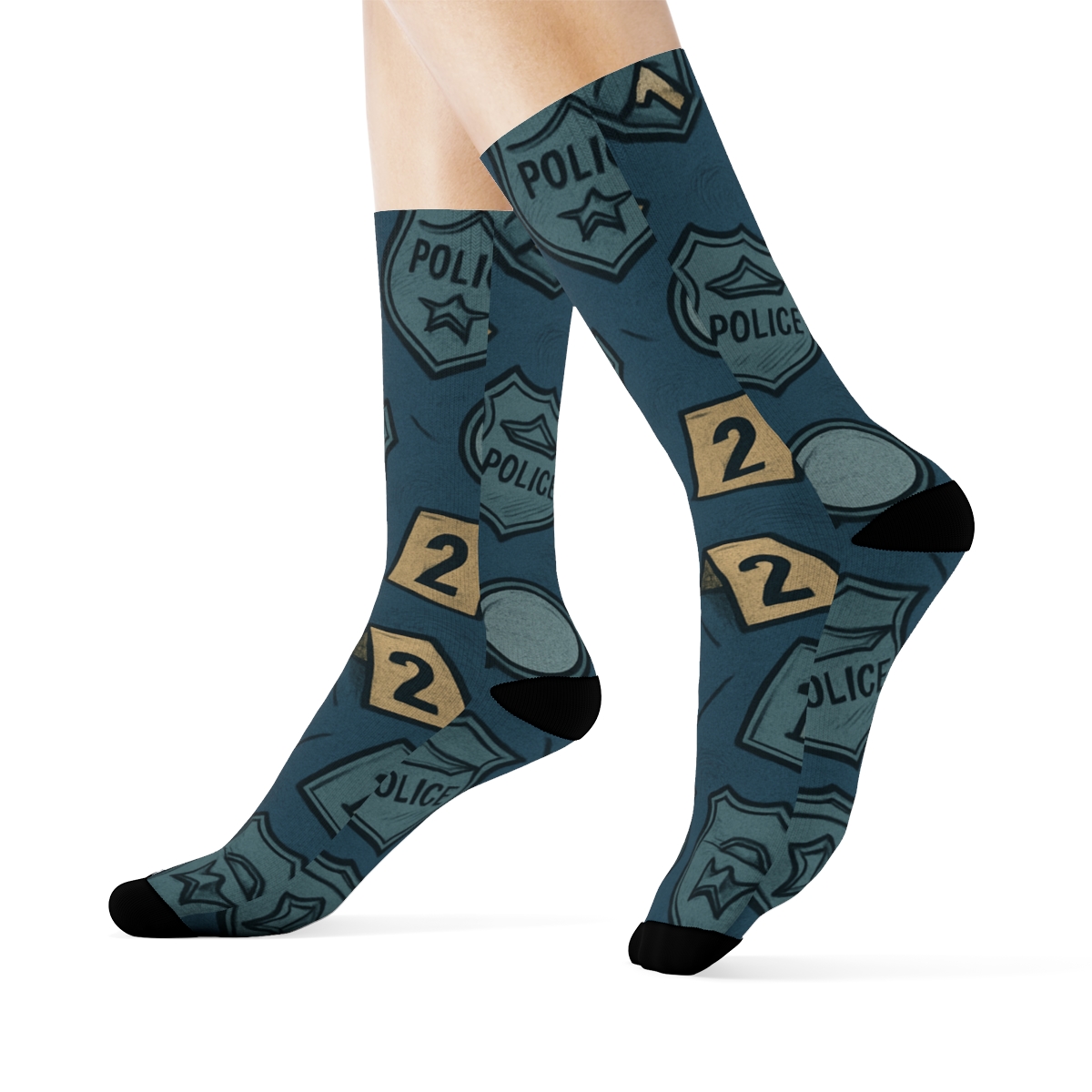Midnight Casework Police Detective Tiling stylish athletic crew socks