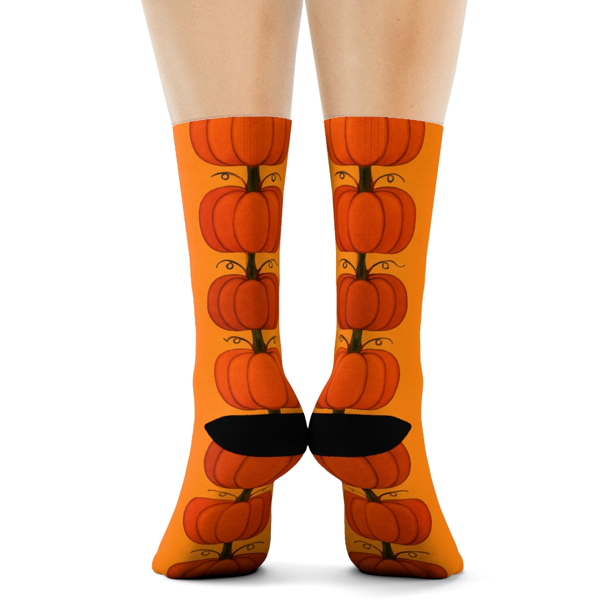 Orange Pumpkin Stack Column Repeat On Orange Background stylish athletic crew socks