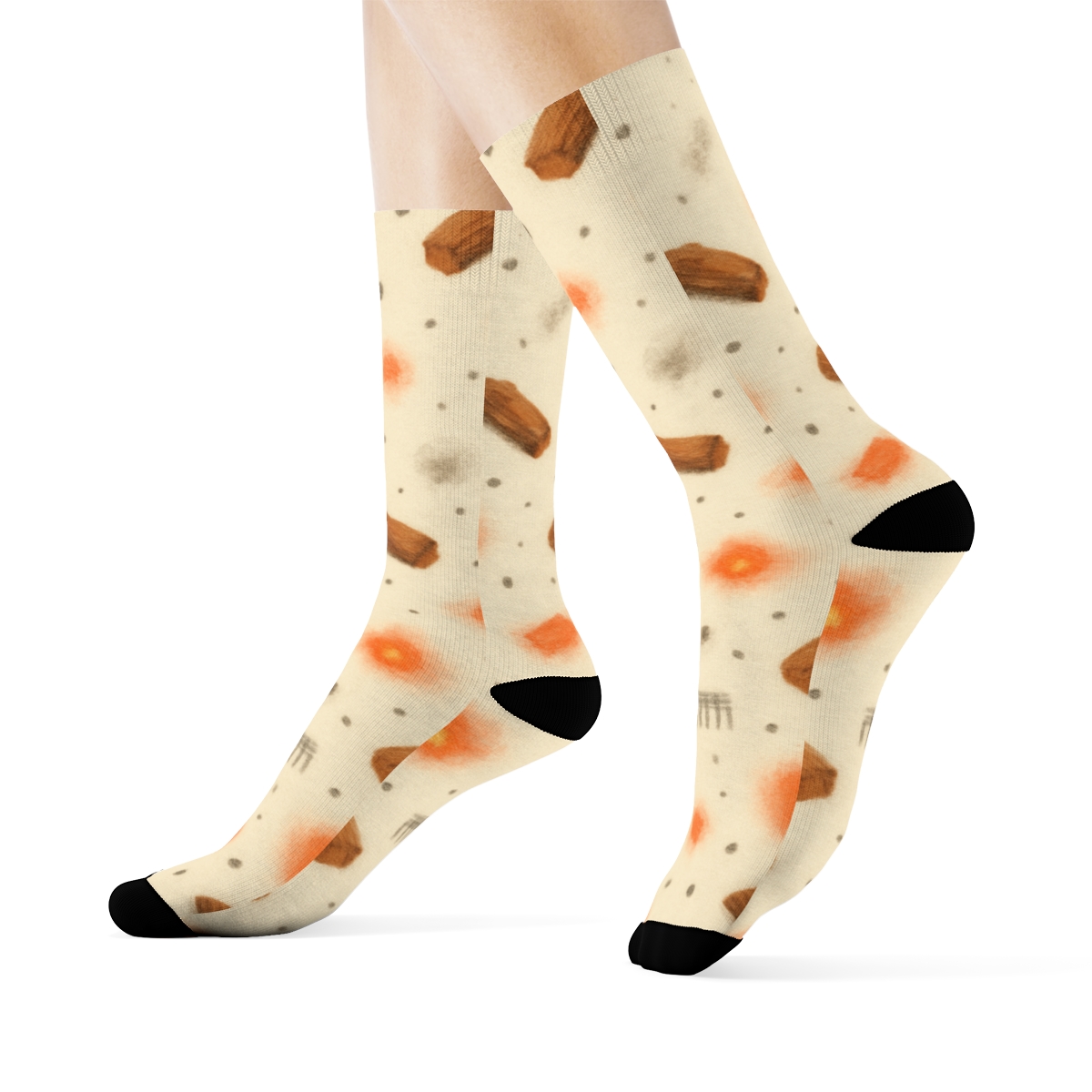 Spark Scatter With Fireplace Compound Motif unique graphic crew socks