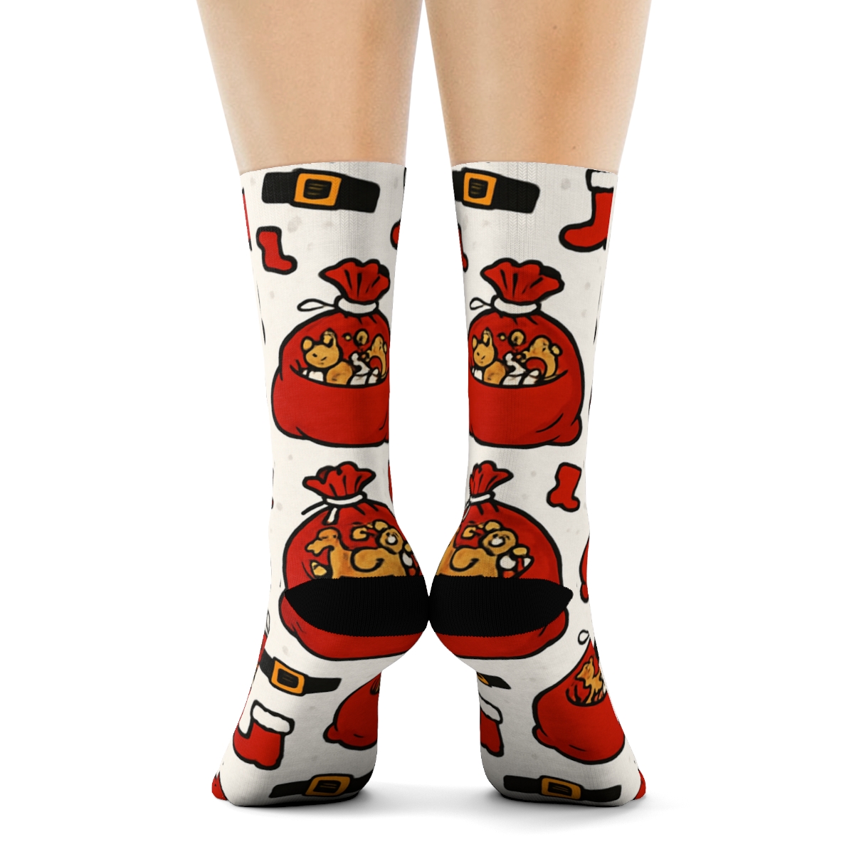 Santa Sack Scatter Pattern unique graphic crew socks