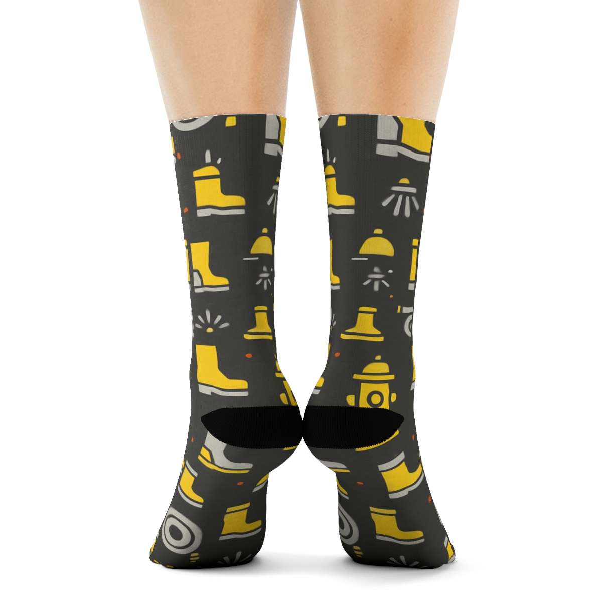 Soot Gray Hydrant Tessellation, Fire Fighter Grade trendy patterned crew socks