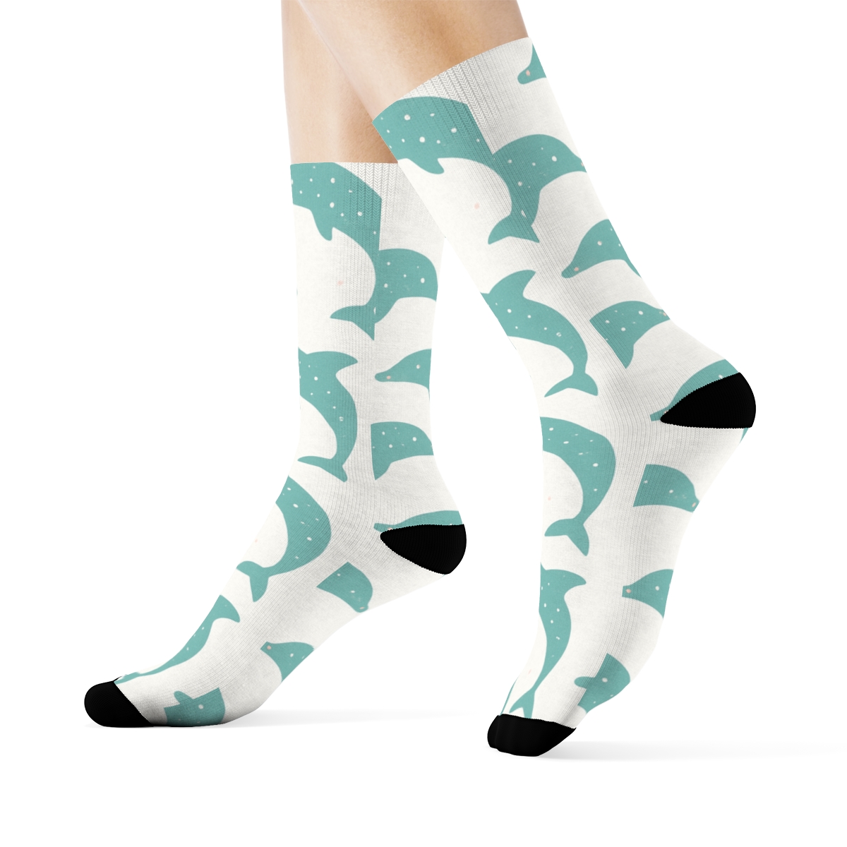 Minimalist Grid With Dolphin Silhouettes unique graphic crew socks