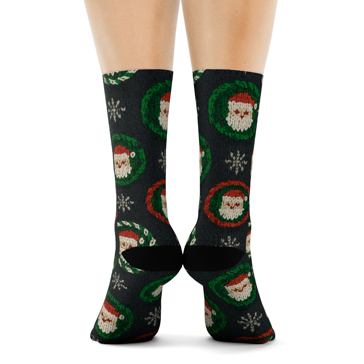 Candy Cane Santa-Claus Carousel soft everyday crew socks