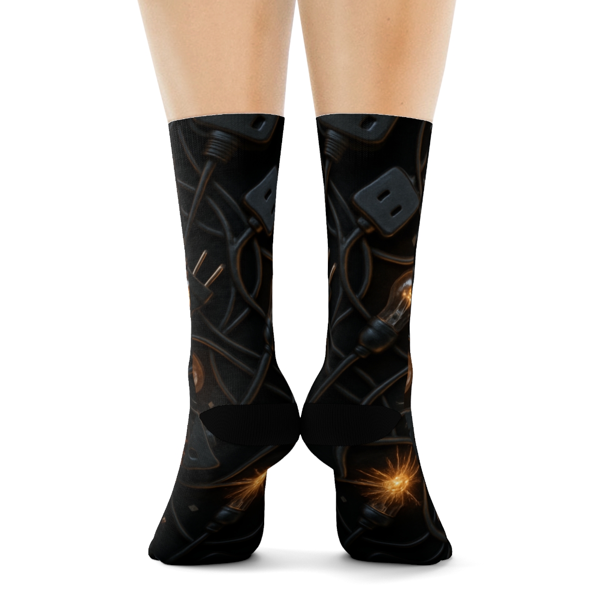 Tangled Cord Starburst Filament Collage On Black stylish athletic crew socks