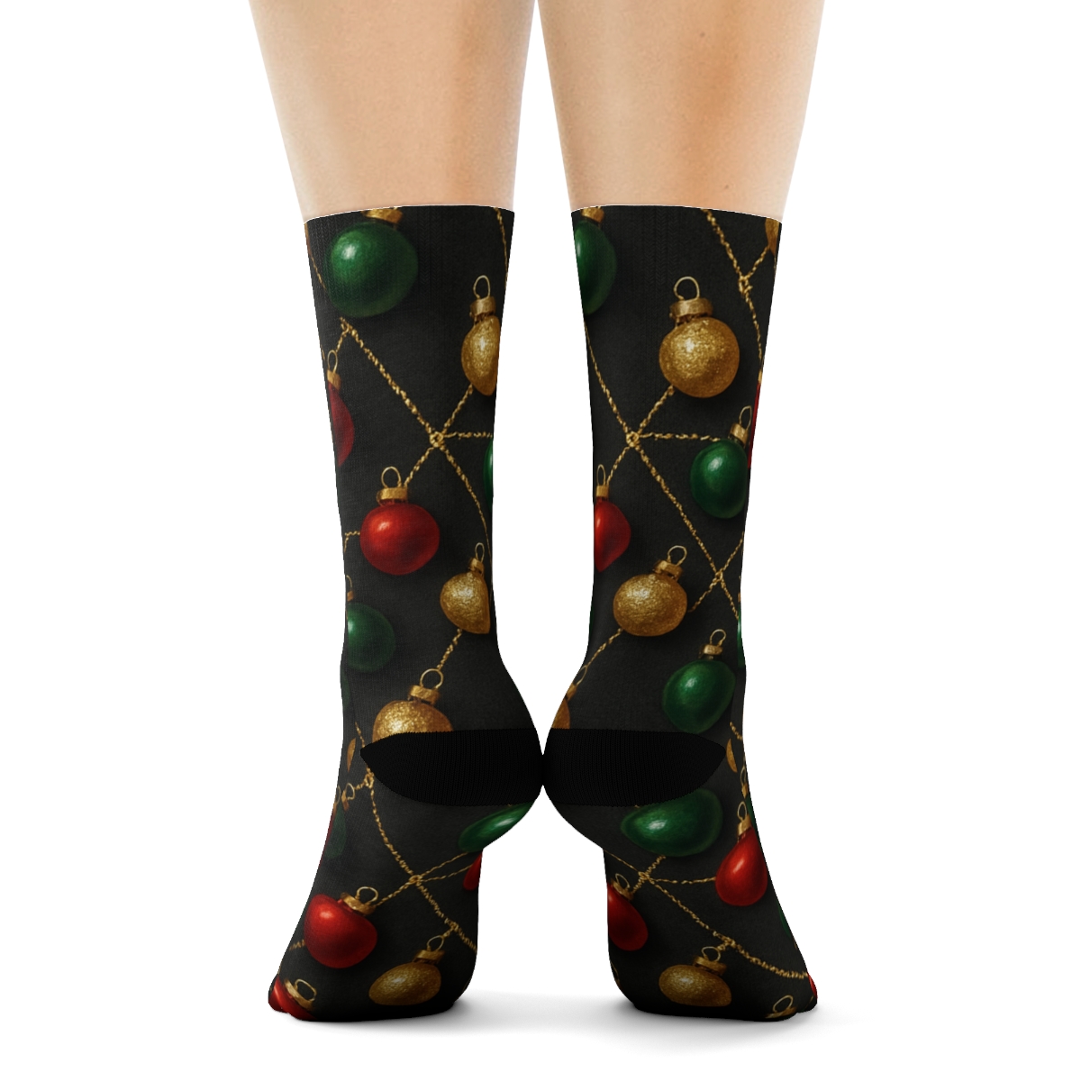 Xmas Ornament Constellation Tessellation On Charcoal custom crew socks