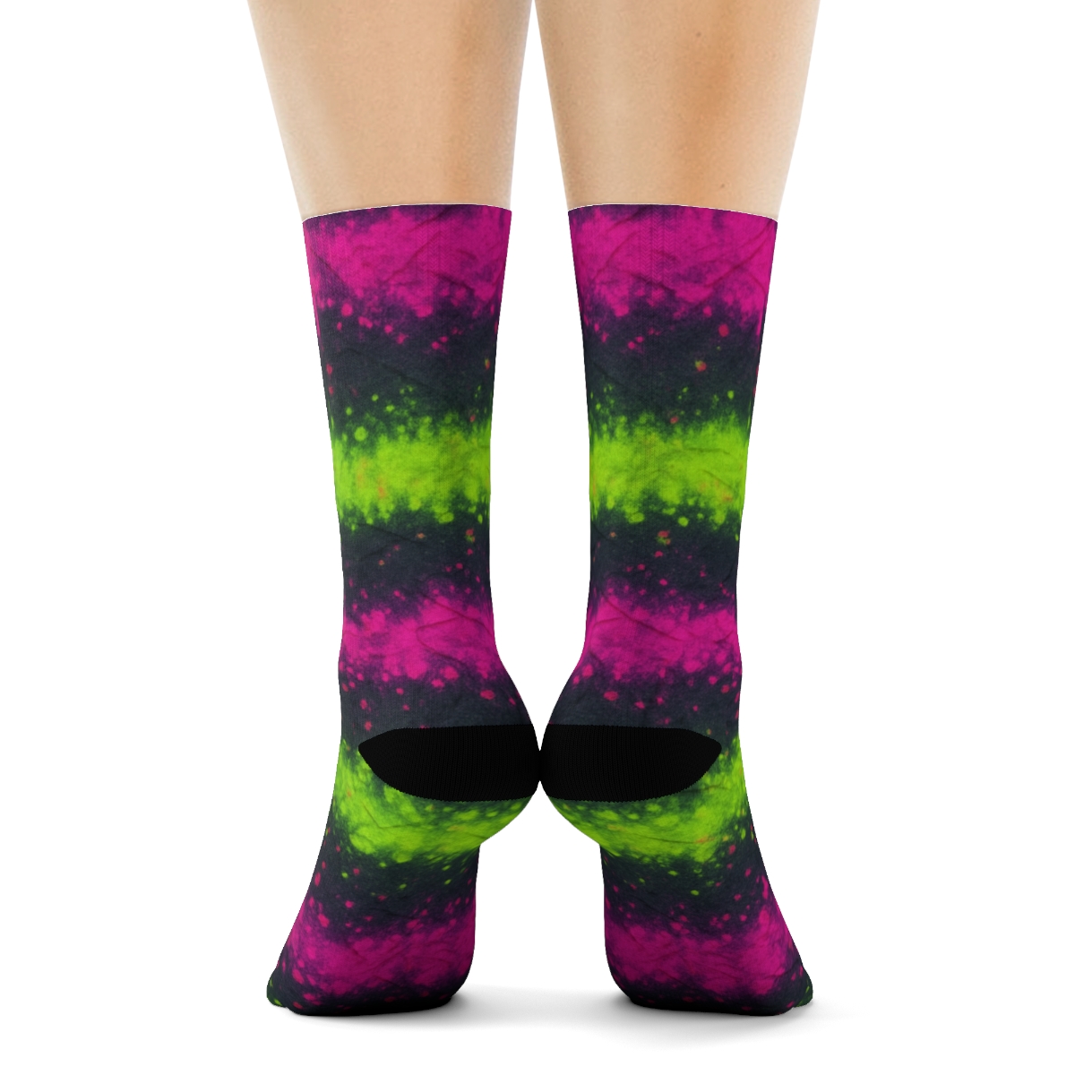 Neon Crinkle Speckle Bands comfortable cotton crew socks