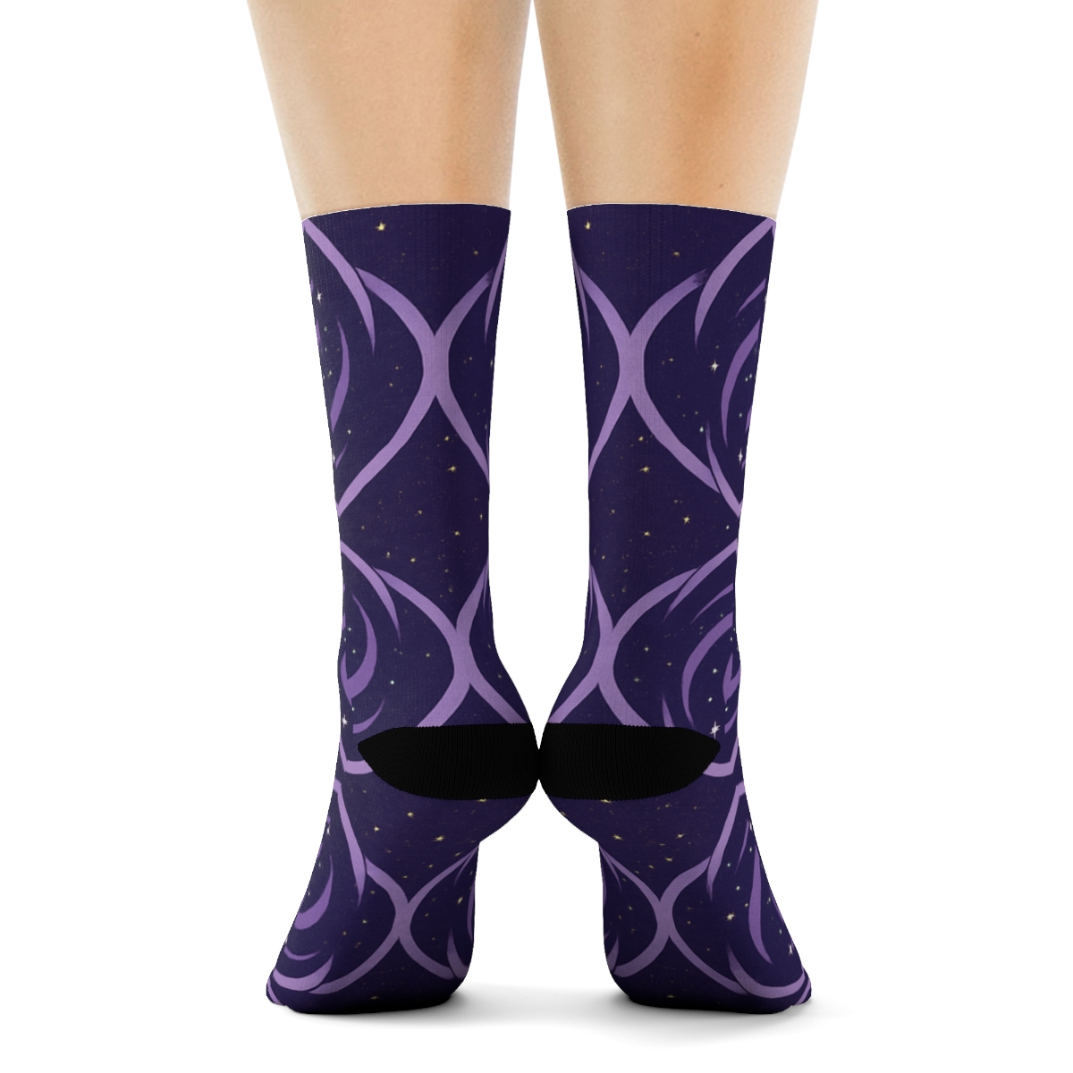 Orbital Ring Galaxy Tessellation On Cosmic Purple comfortable cotton crew socks