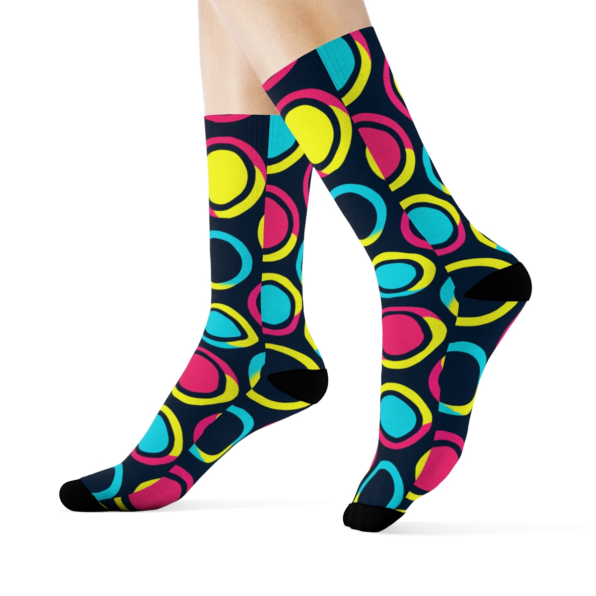 Neon Pop Spot Mosaic stylish athletic crew socks