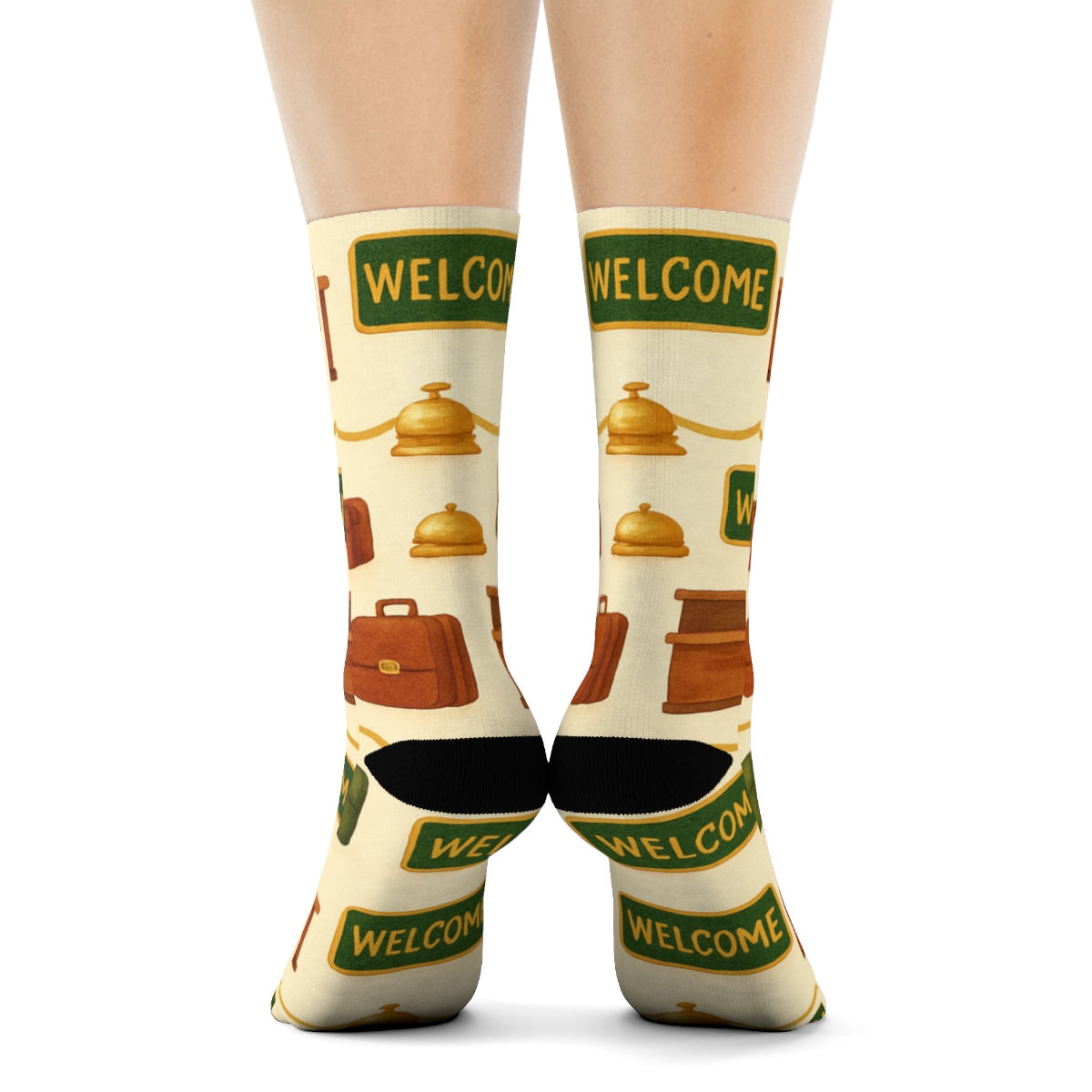 Painted Lobby Study With Hotel Receptionist Wave Border premium sports crew socks