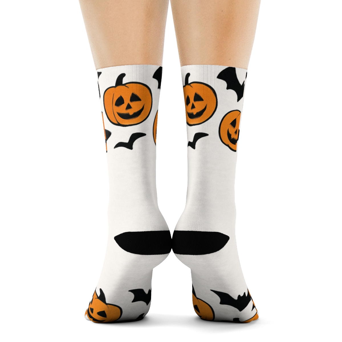 Jack O Lantern Border Pattern On White Background stylish athletic crew socks