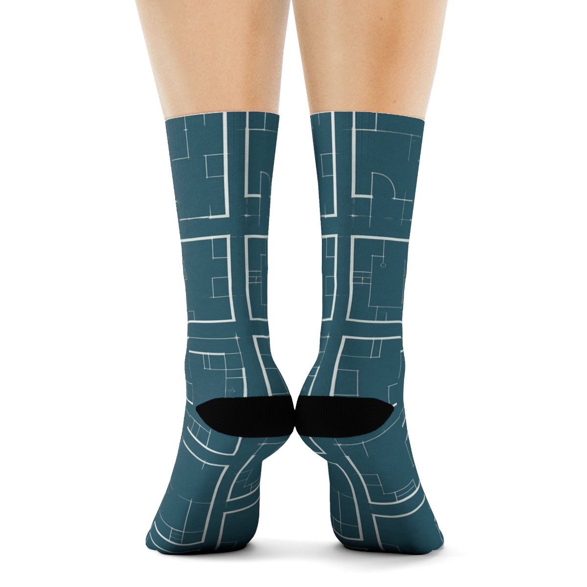 Blueprint Lattice In Architect Chic unique graphic crew socks