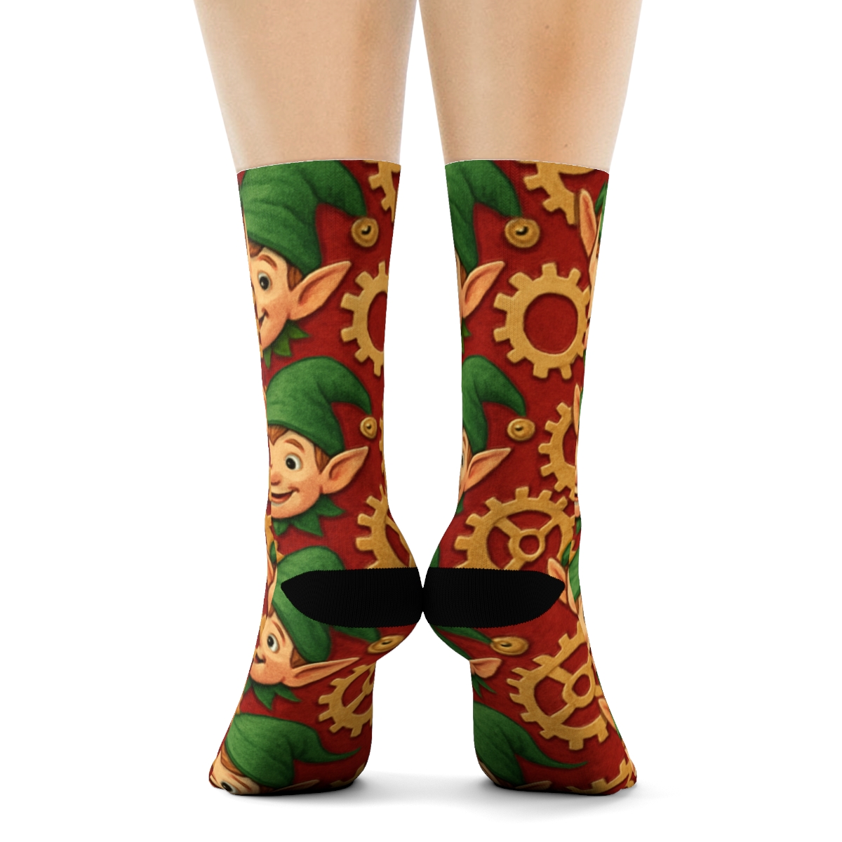Elves Gearwork Holiday trendy patterned crew socks