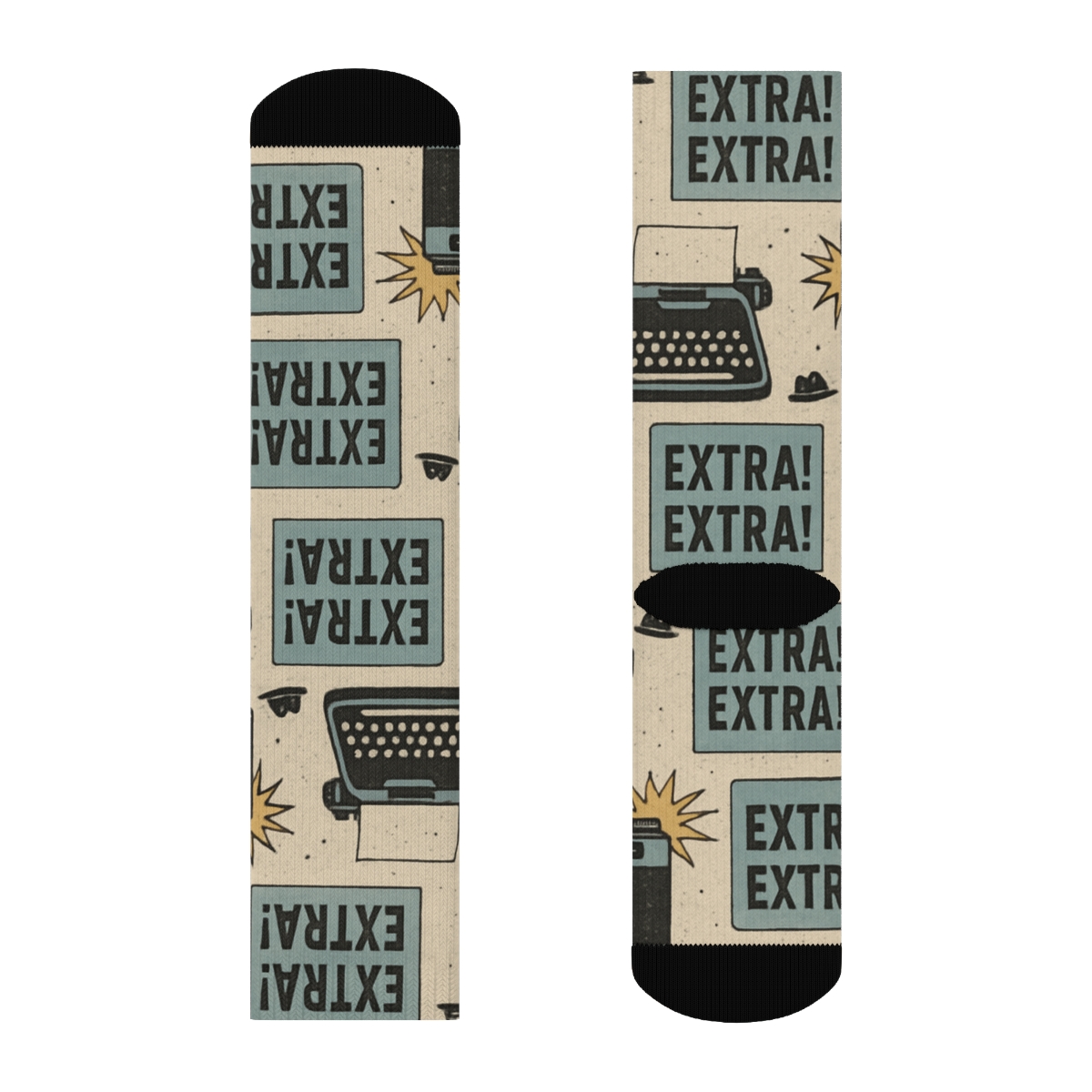 Newsprint Cityscape Reporter Collage Tessellation personalized crew socks