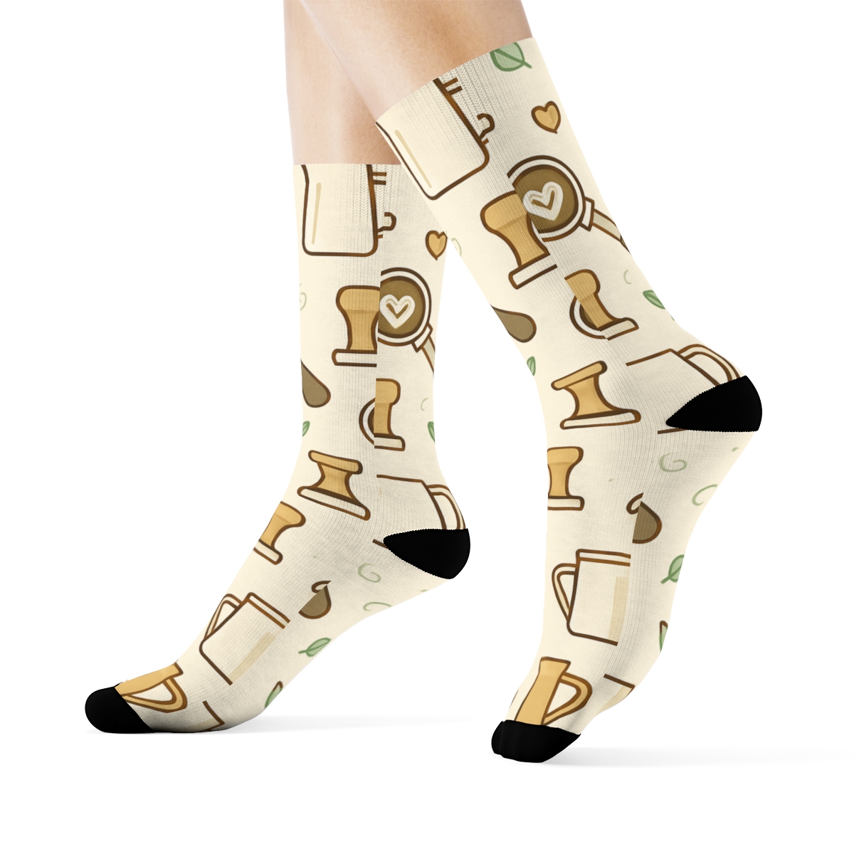 Coffeehouse Tools In Barista Rhythm Pattern comfortable cotton crew socks