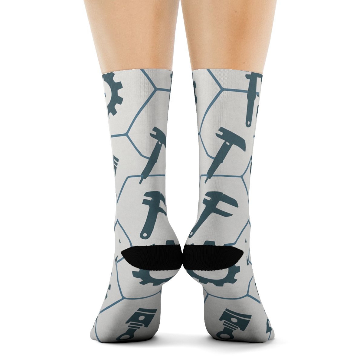 Gearwave Lattice Diagram Mechanical Engineer trendy patterned crew socks