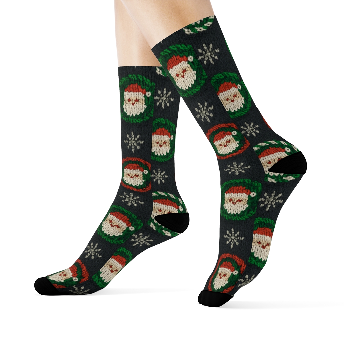 Candy Cane Santa-Claus Carousel soft everyday crew socks